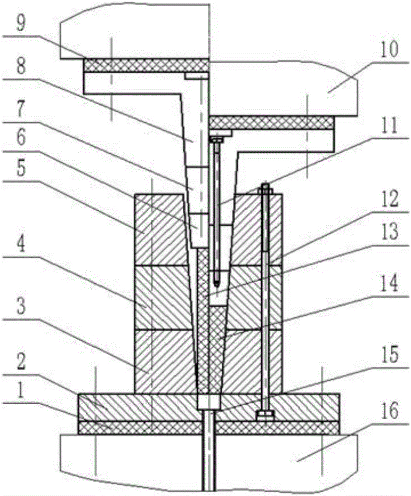 Continuous tapered upsetting die and upsetting method for bar material with superhigh height-diameter ratio