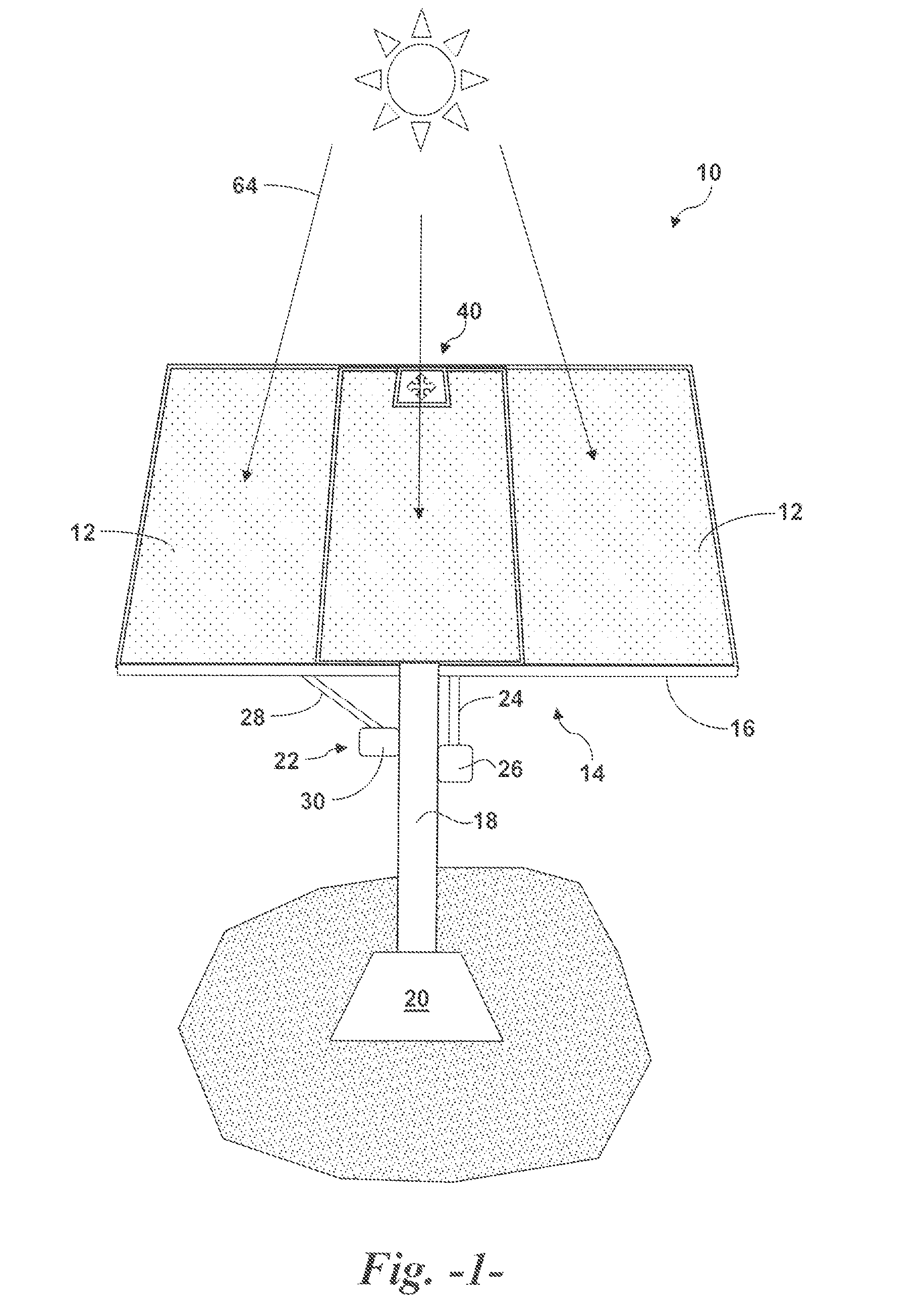 Solar panel tracking system and associated tracking sensor