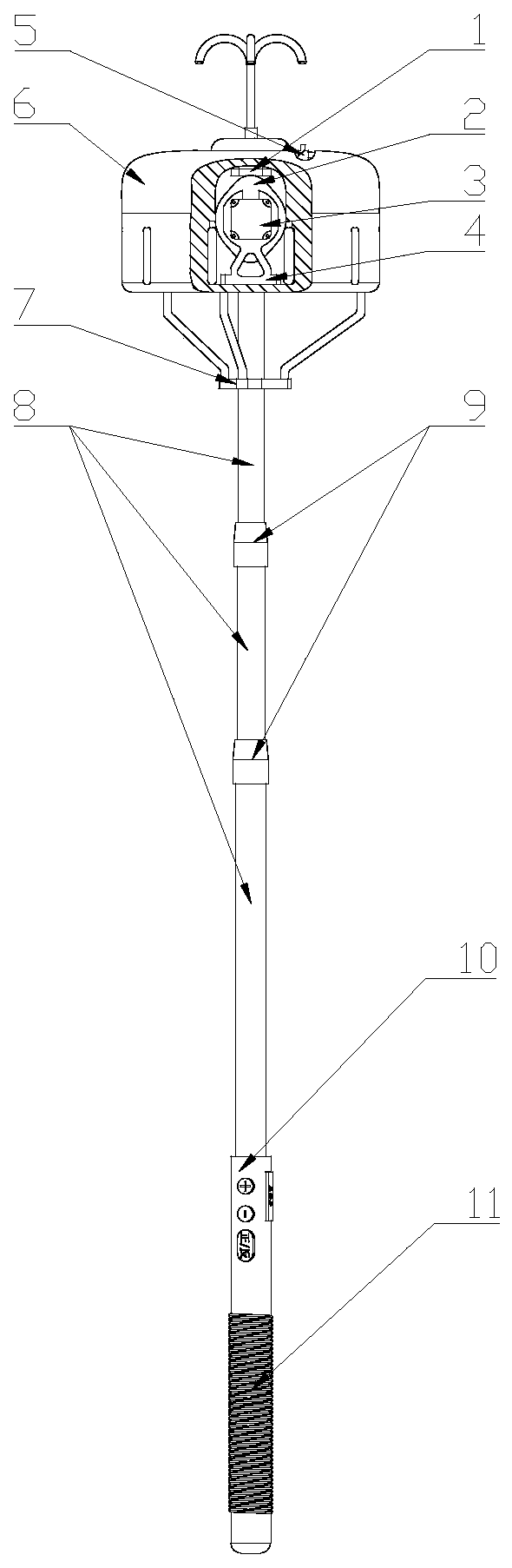 Hand-held telescopic chestnut vibrating picking device