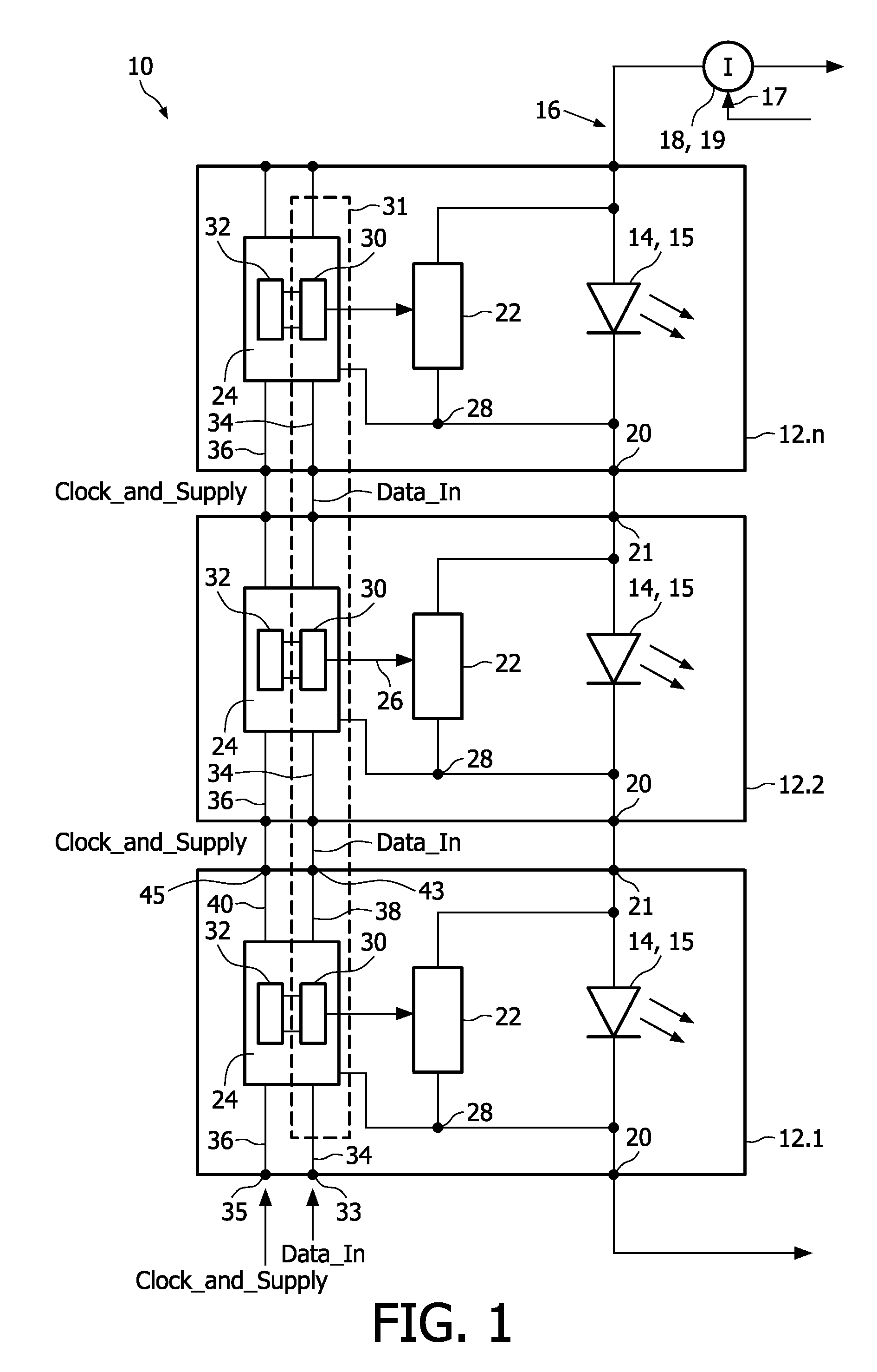 LED string driver with shift register and level shifter