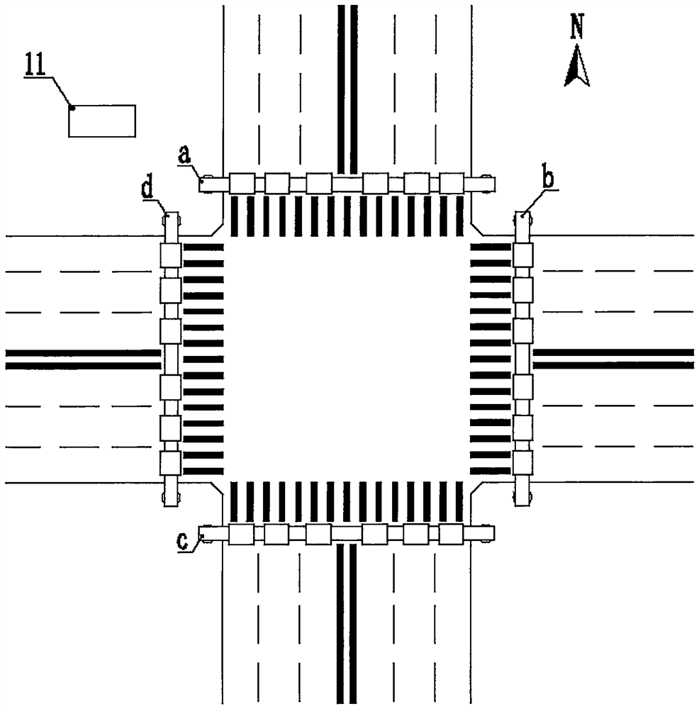 A traffic flow monitoring device at an intersection