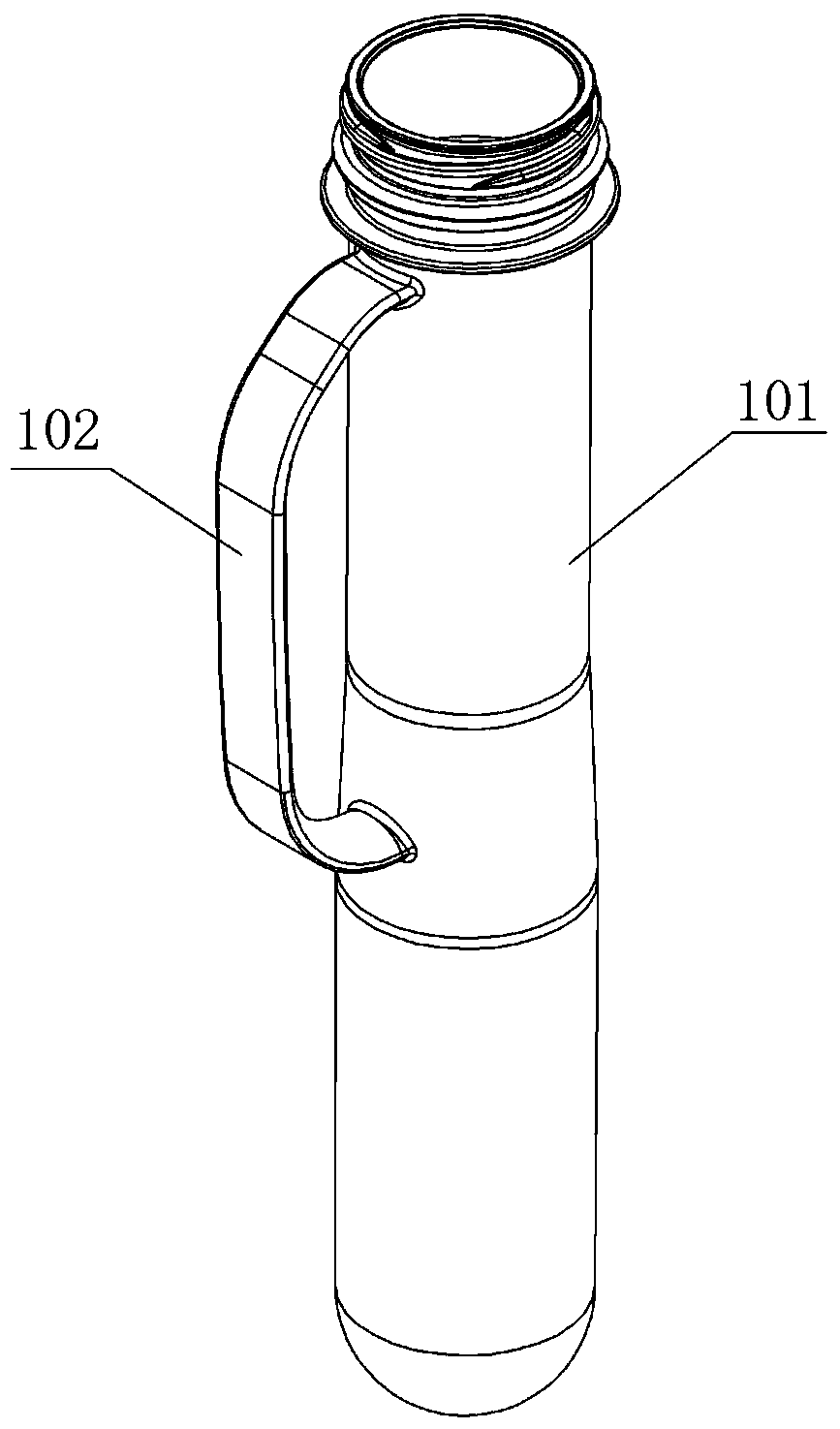 Heating device for blowing bottle preform with handle