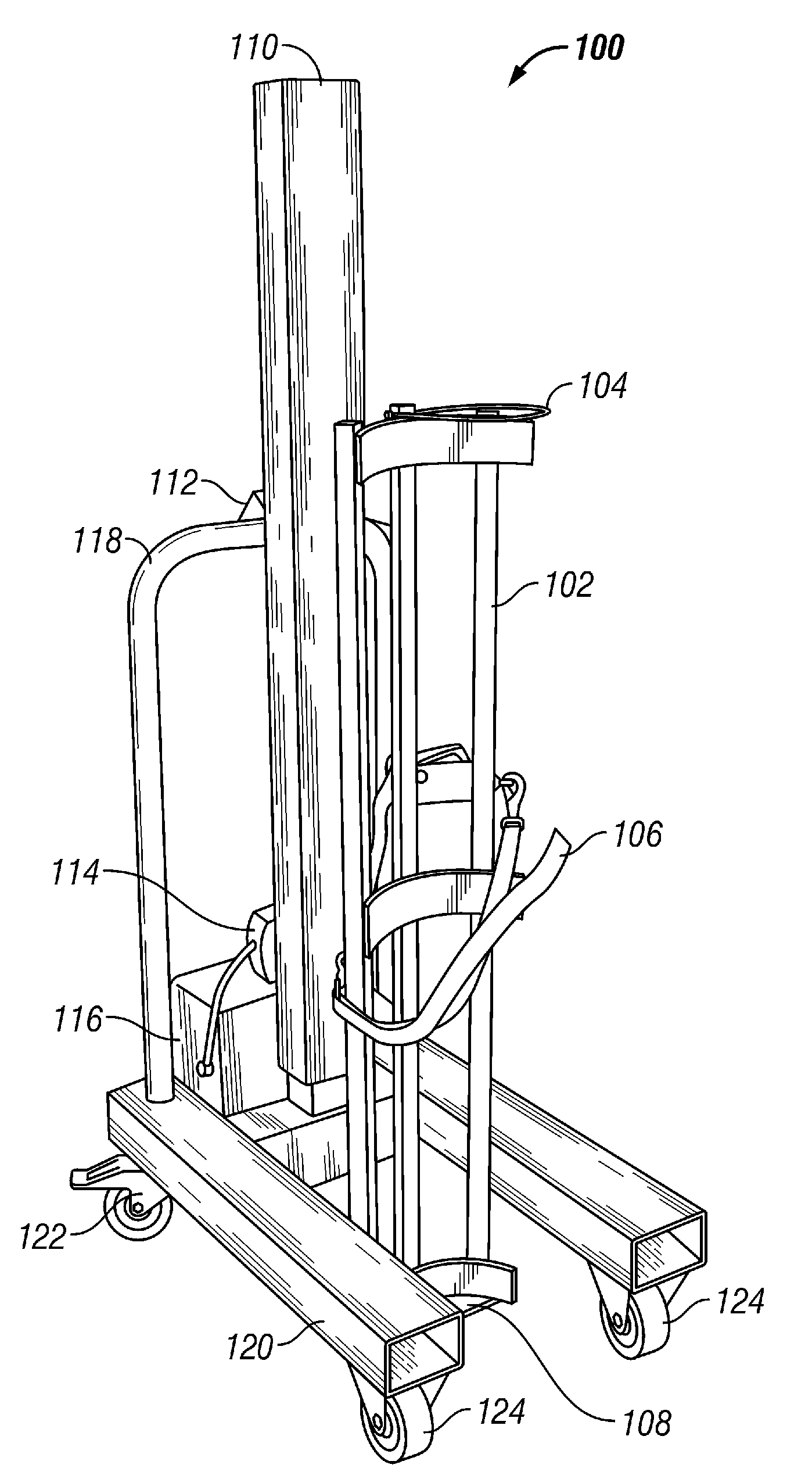 Compact system for lifting and moving pressurized tank