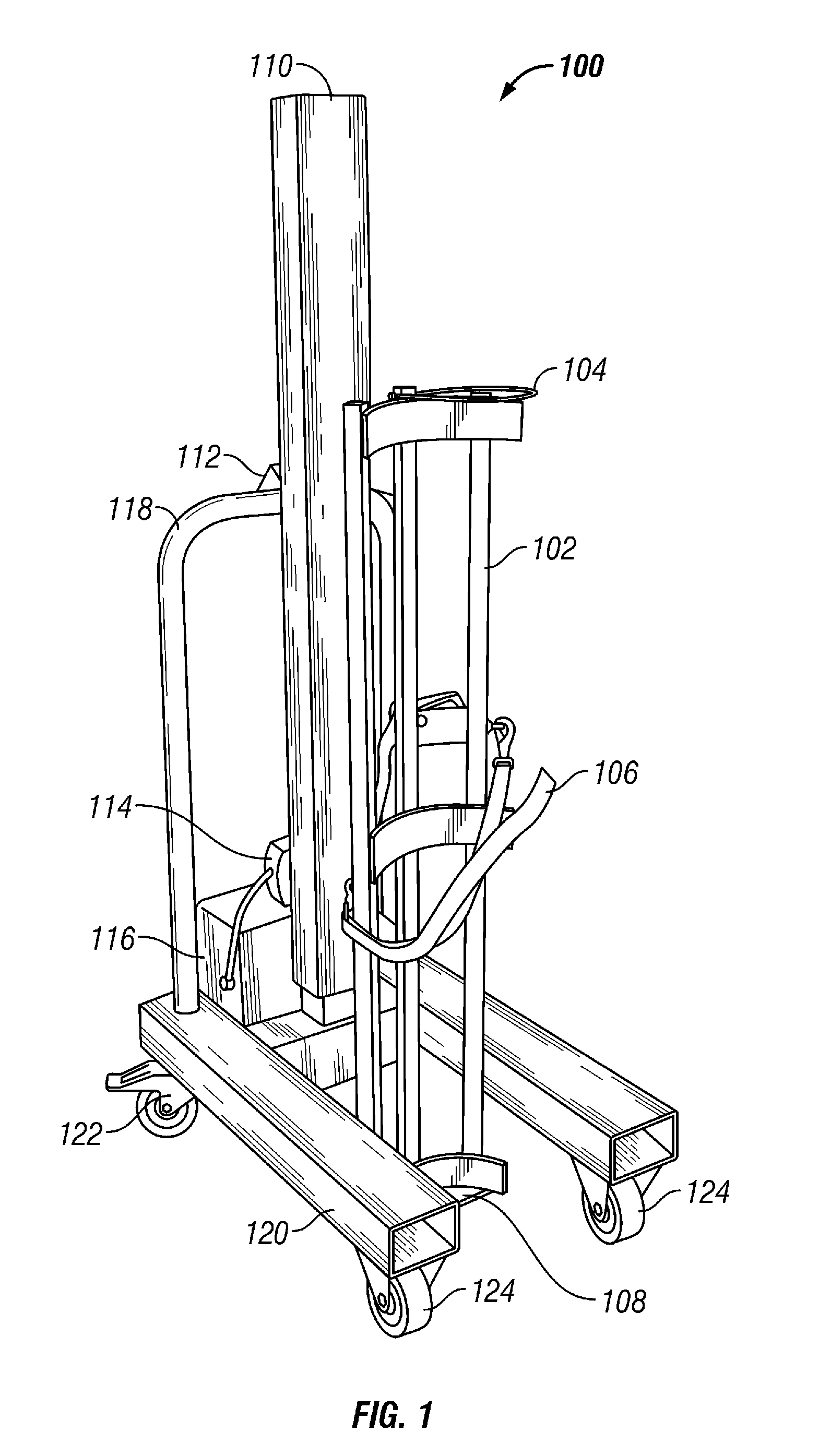 Compact system for lifting and moving pressurized tank