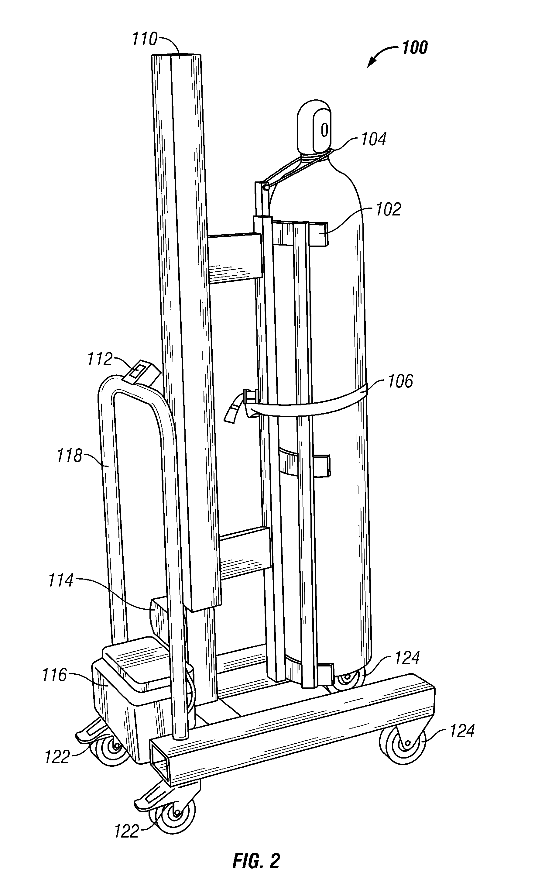 Compact system for lifting and moving pressurized tank