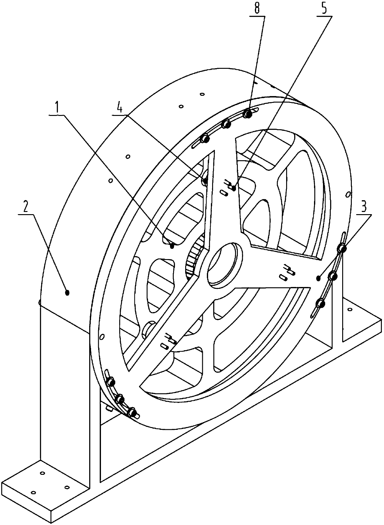 Micro-stress support structure of large-caliber collimator reflecting mirror