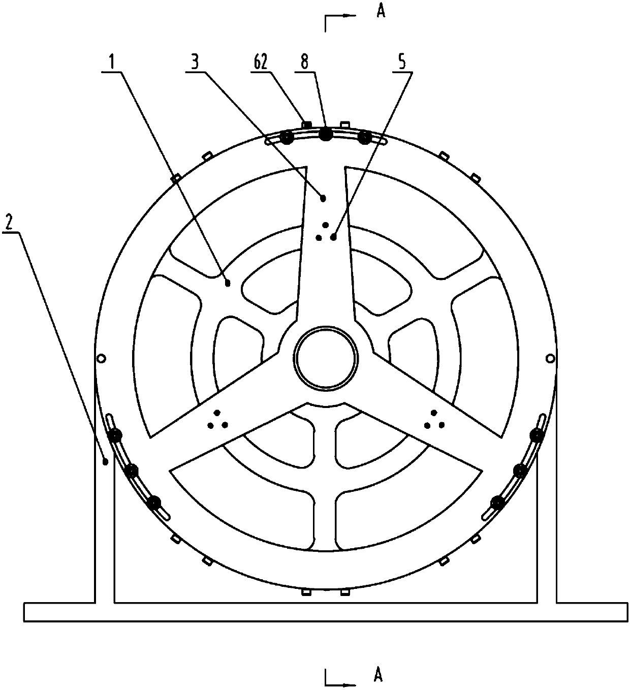 Micro-stress support structure of large-caliber collimator reflecting mirror