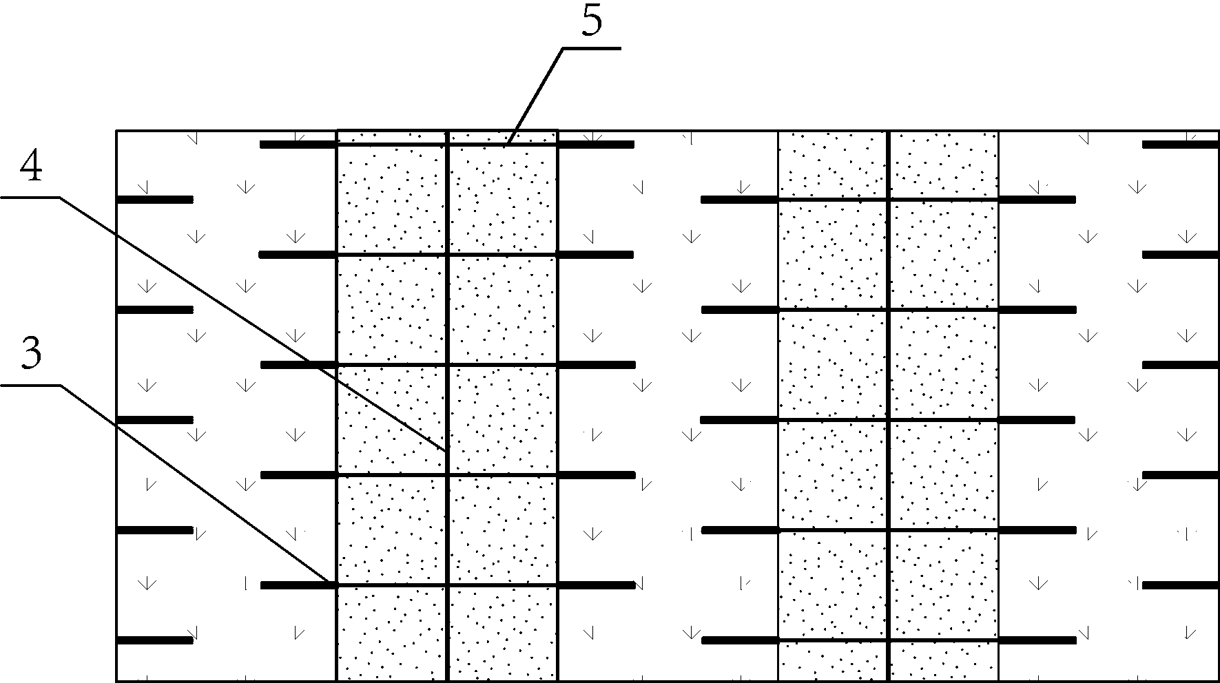 Downward short anchor cable continuous, multi-layer pre-support method