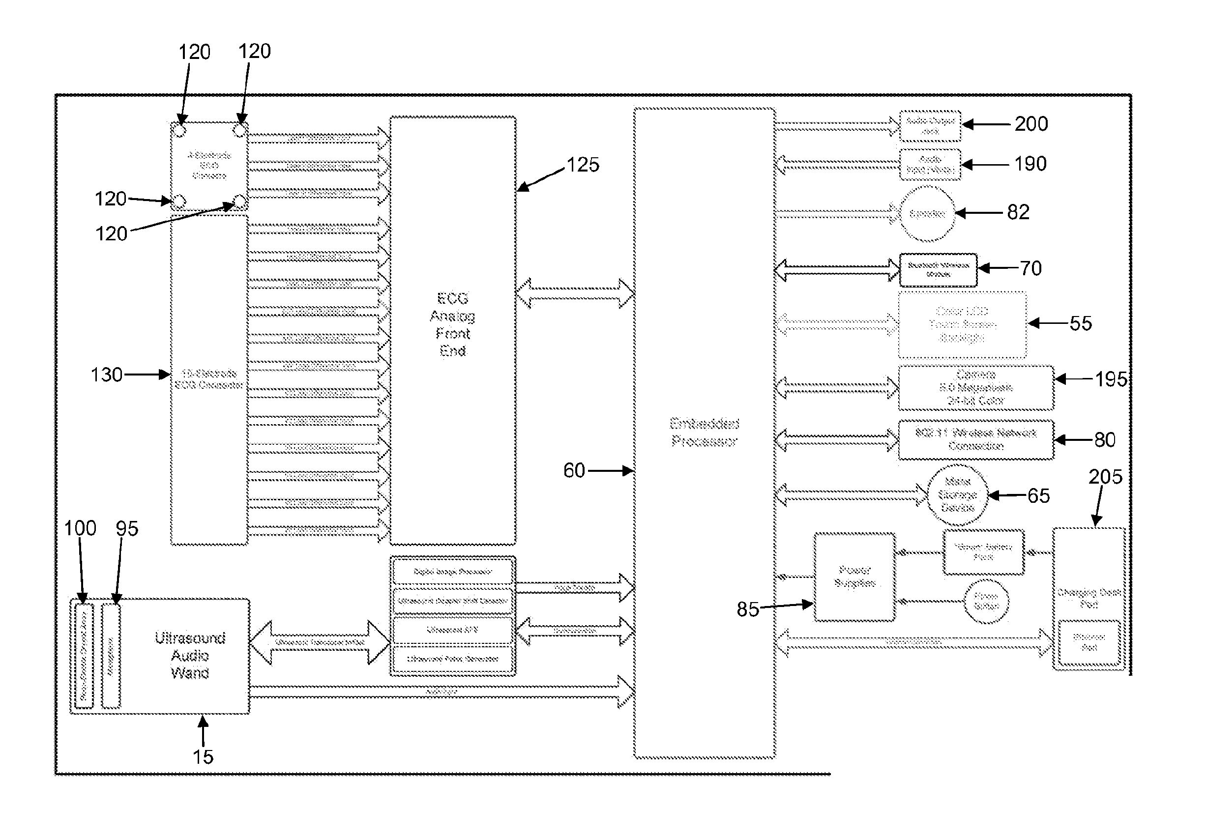 Integrated, hand-held apparatus and associated method for acquiring diagnostic and prognostic information from a patient at the bedside or at some other patient location