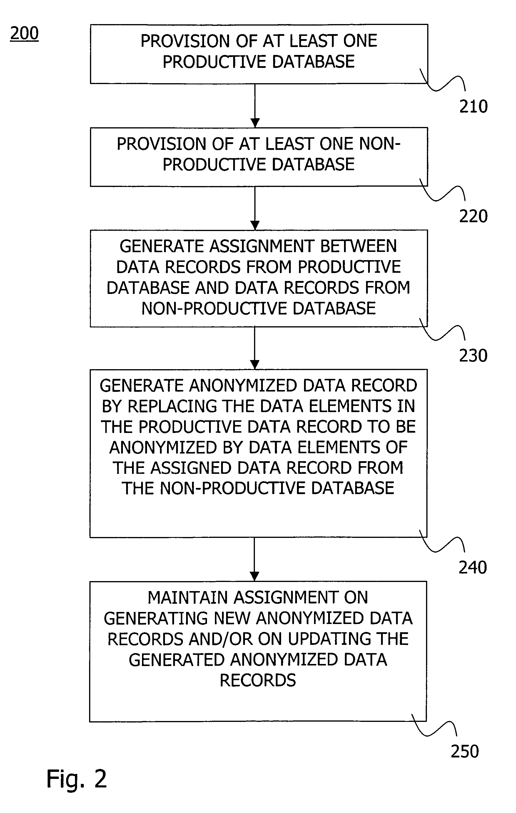 Generation of updatable anonymized data records for testing and developing purposes