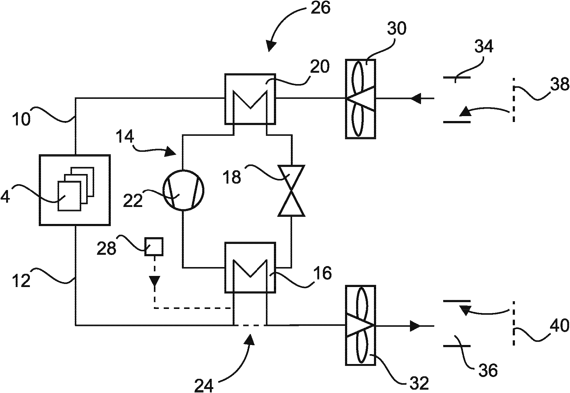 System and method for cooling at least one heat-producing device in an aircraft