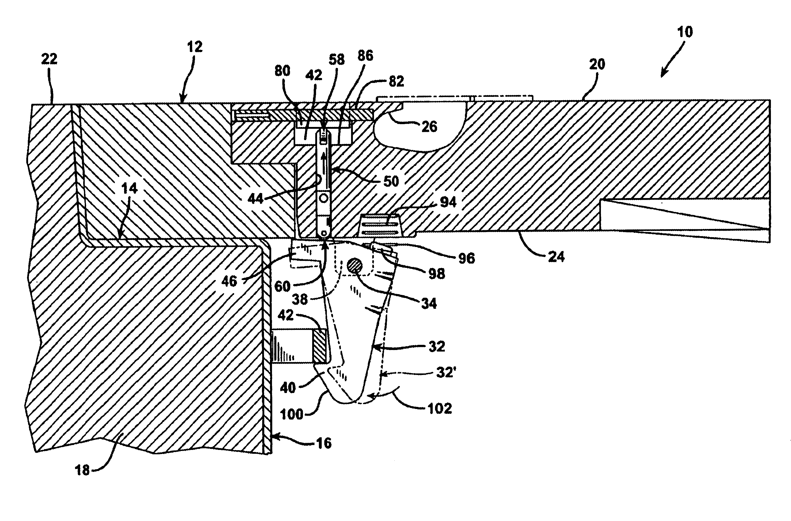 Aircraft service pit latch