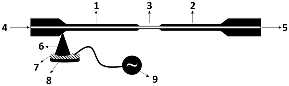 Optical fiber device, manufacturing method and acoustic Mach-Zehnder interferometer in optical fiber