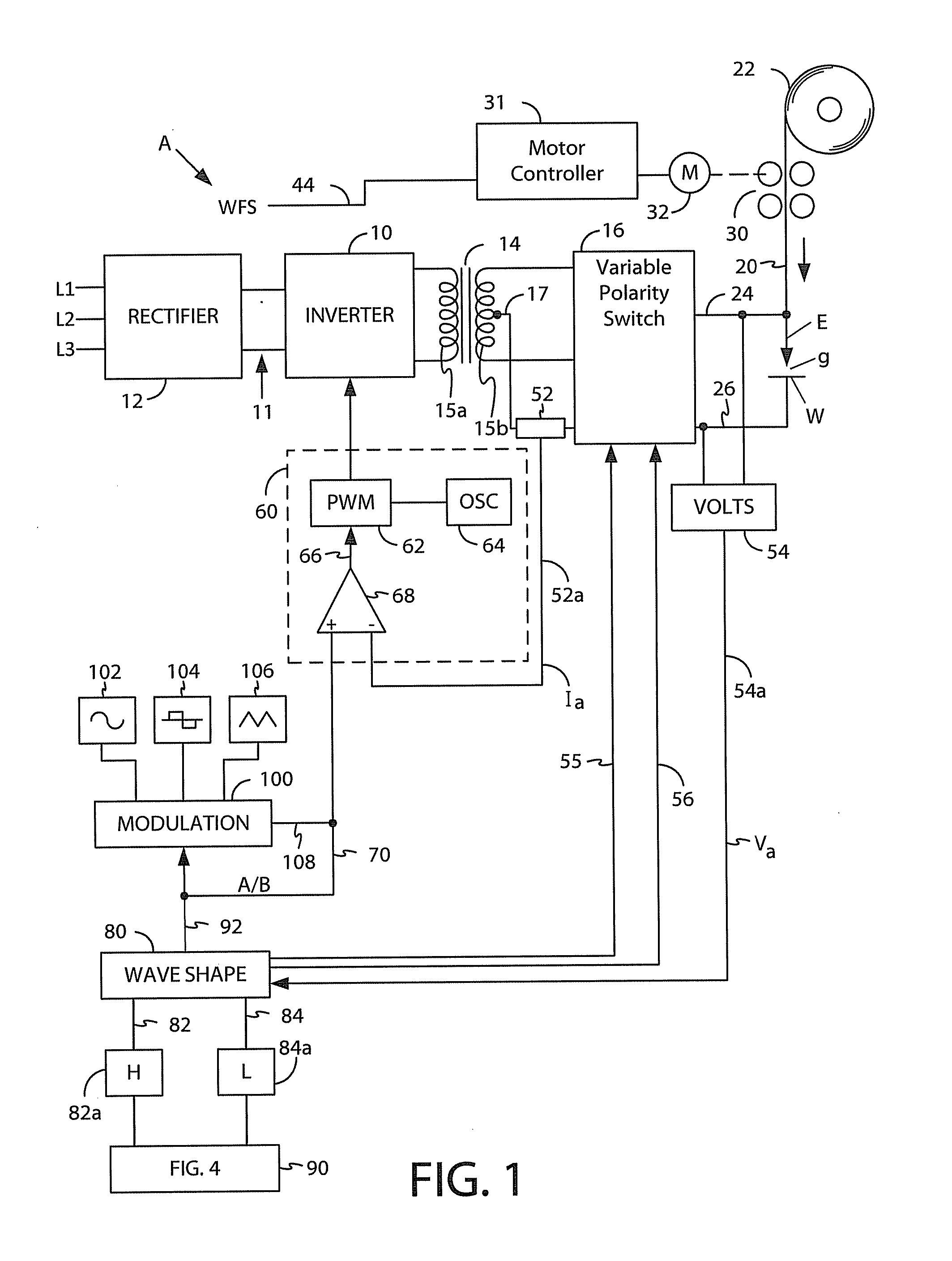 Electric arc welder using high frequency pulses and negative polarity