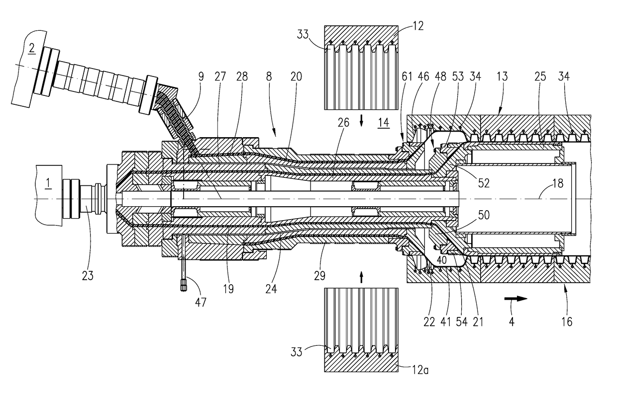 Injection head for an apparatus for the production of a twin-wall pipe