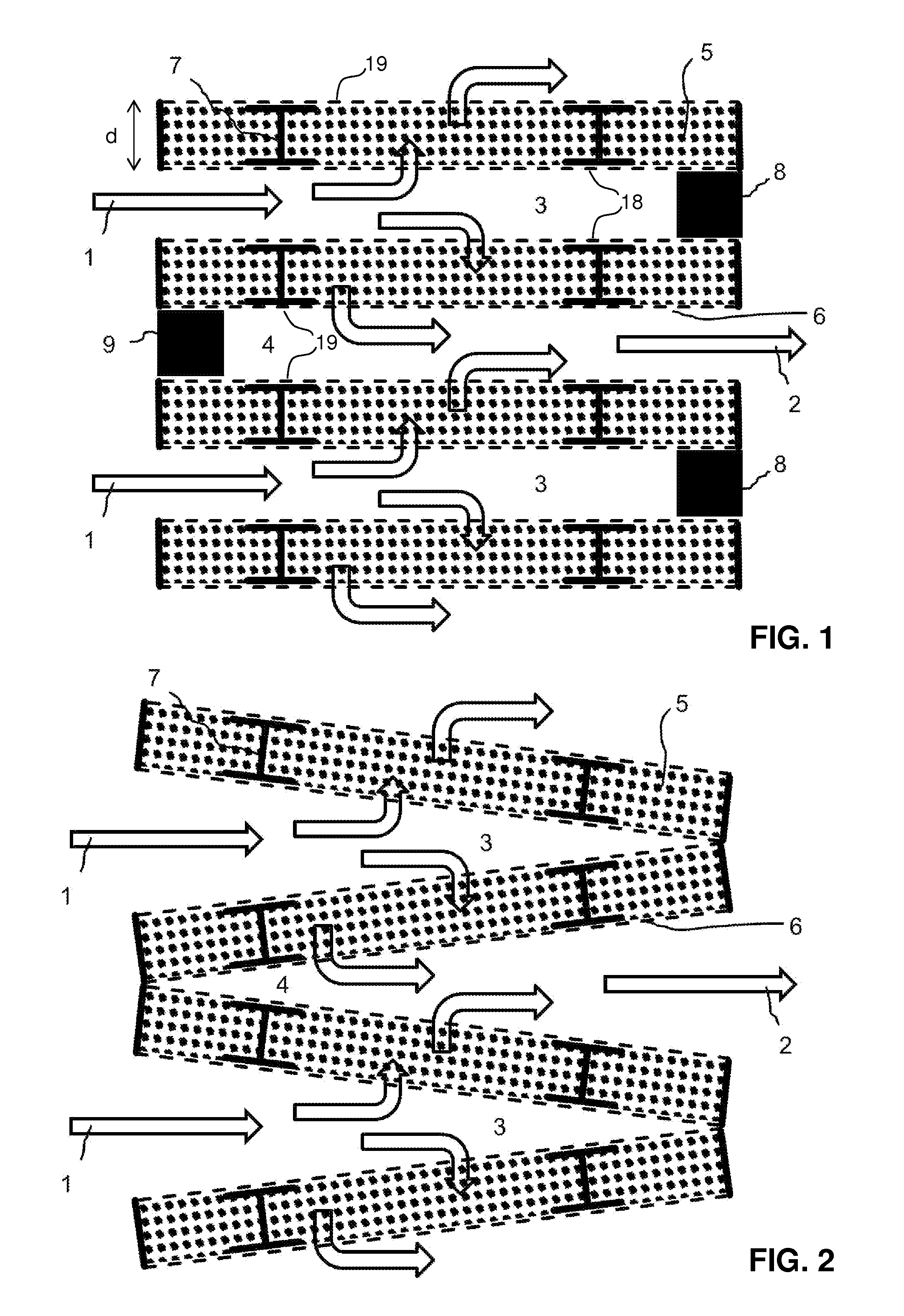 Low-pressure drop structure of particle adsorbent bed for adsorption gas separation process