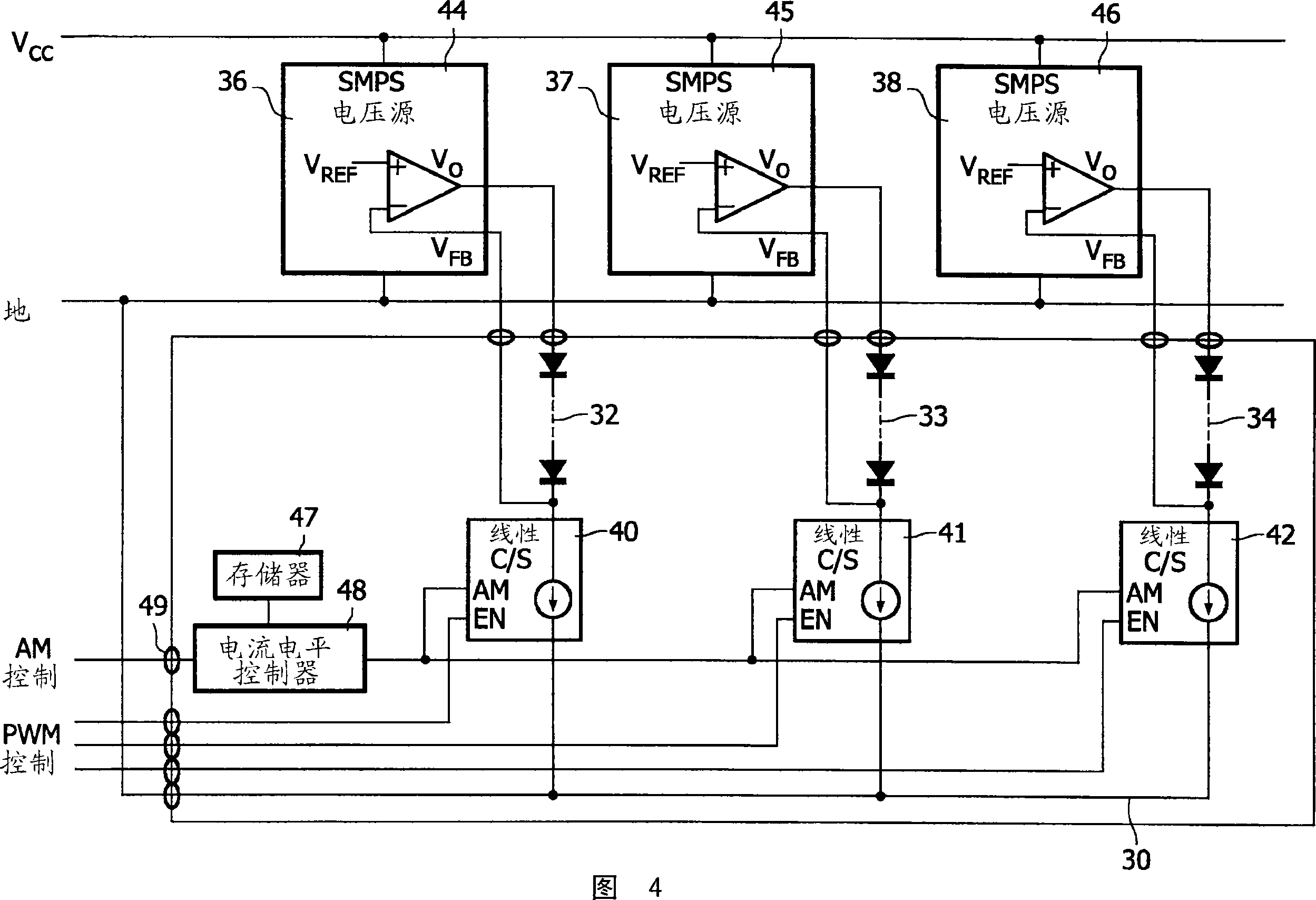 LED light source for backlighting with integrated electronics