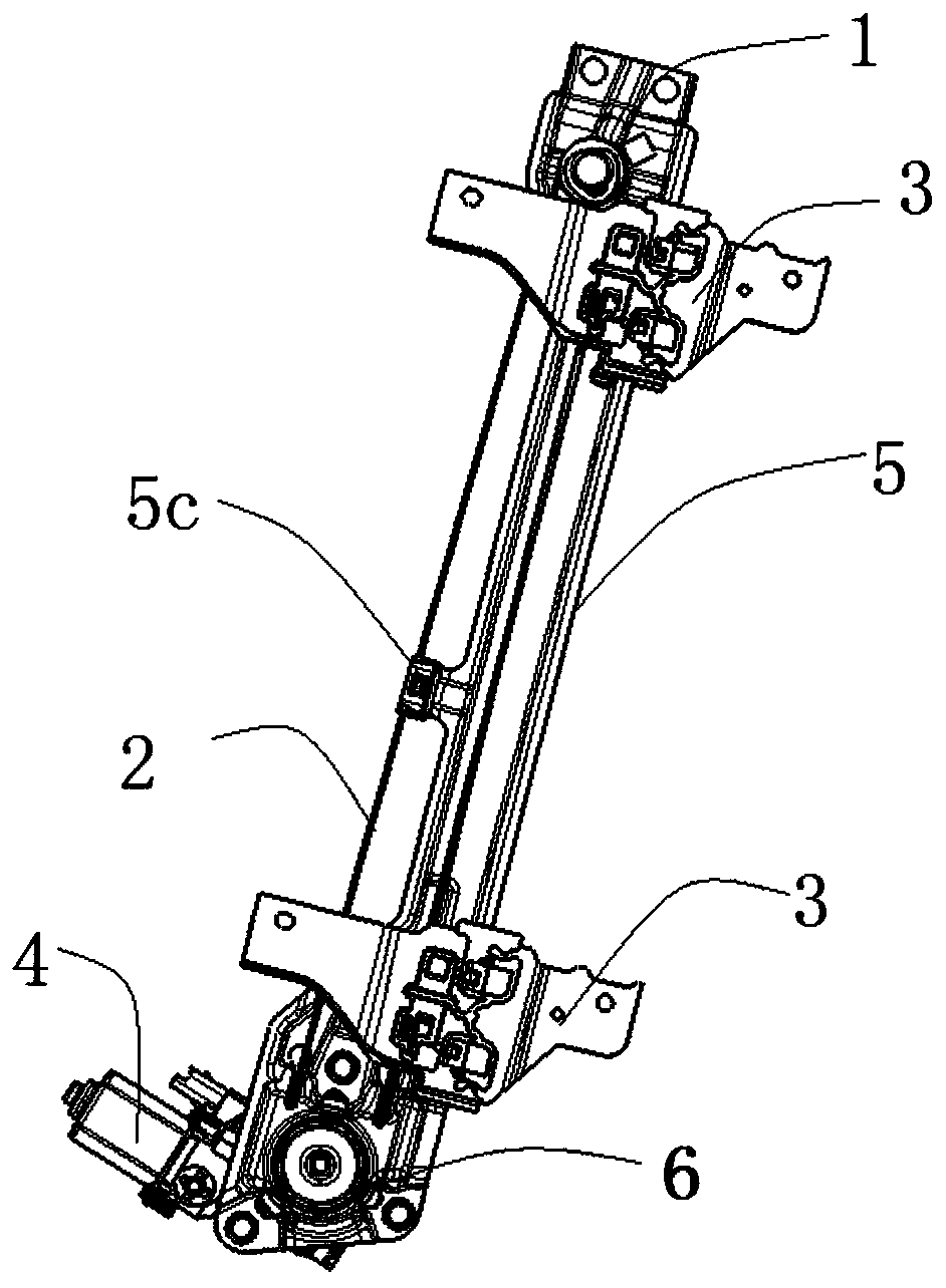 Single-guide-rail automobile glass lifting and lowering device of brand-new structure form