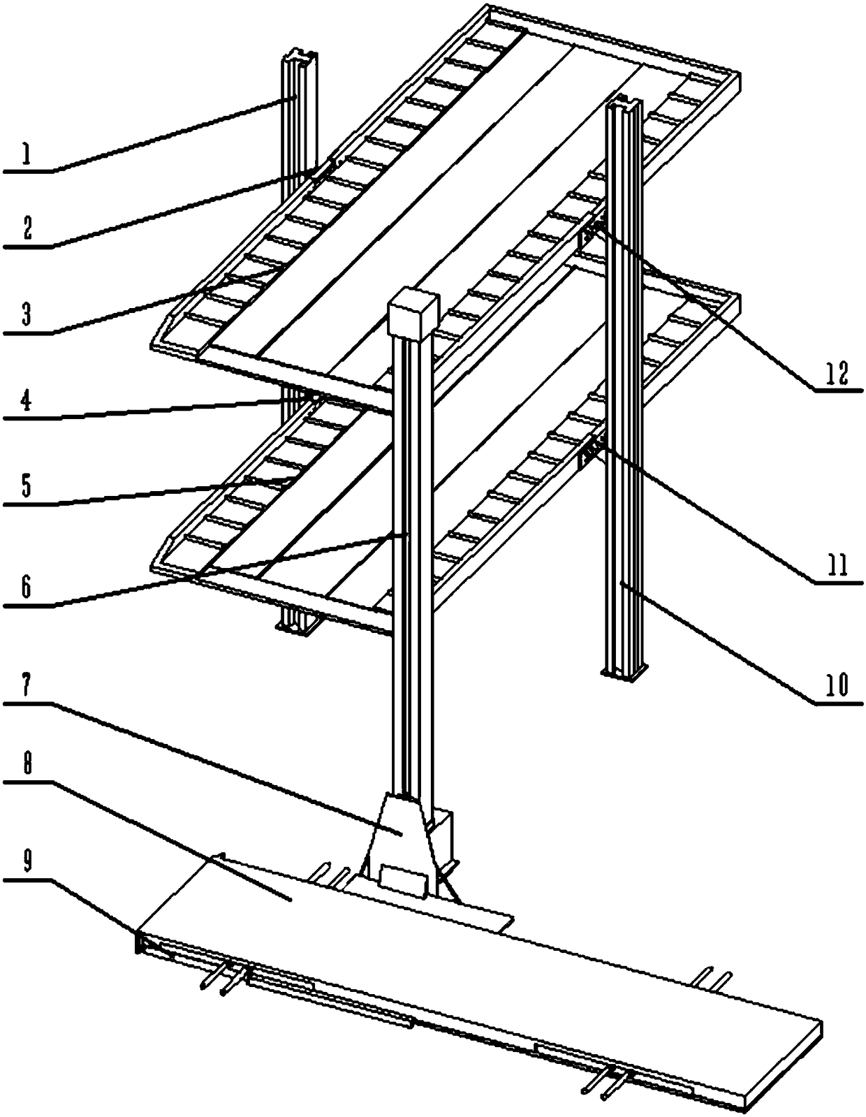 A multi-storey three-dimensional garage with one parking space