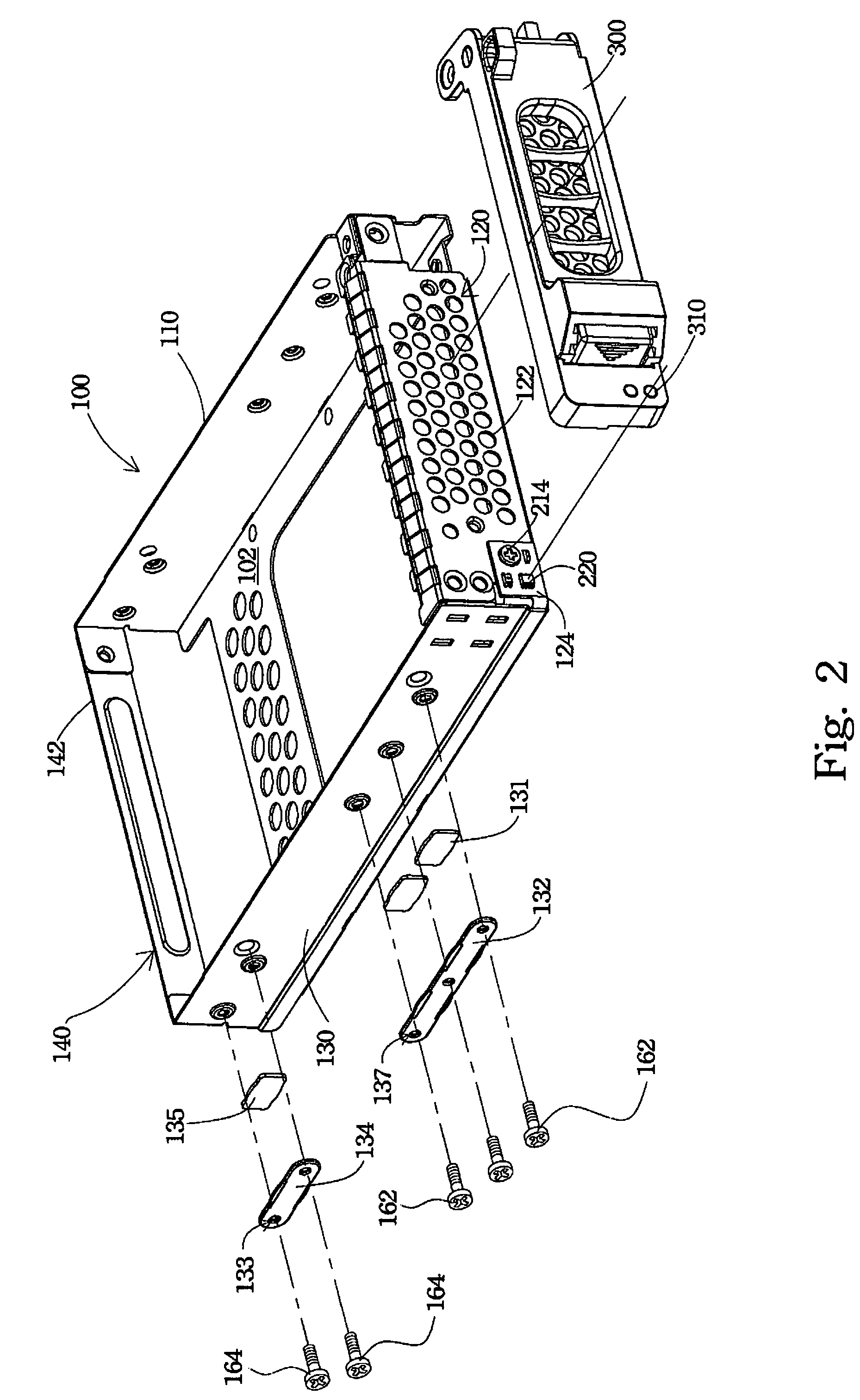 Hard disk drive tray structure with flex circuit extending between exposed sides and connected to metal pad and indicator