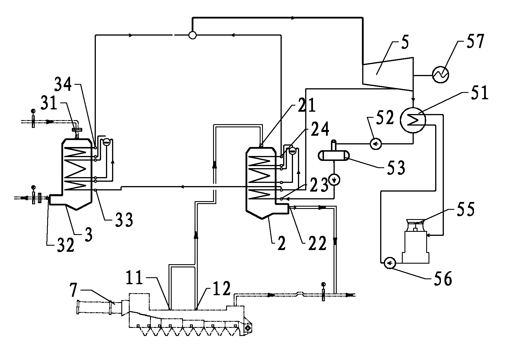 Single-pressure recovery generating system of waste heat of dry method cement production line