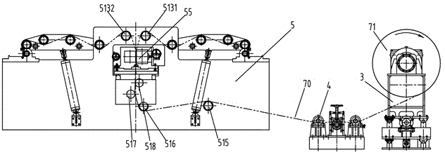 Wide-width aluminum strip double-axis coiling and longitudinal splitting machine