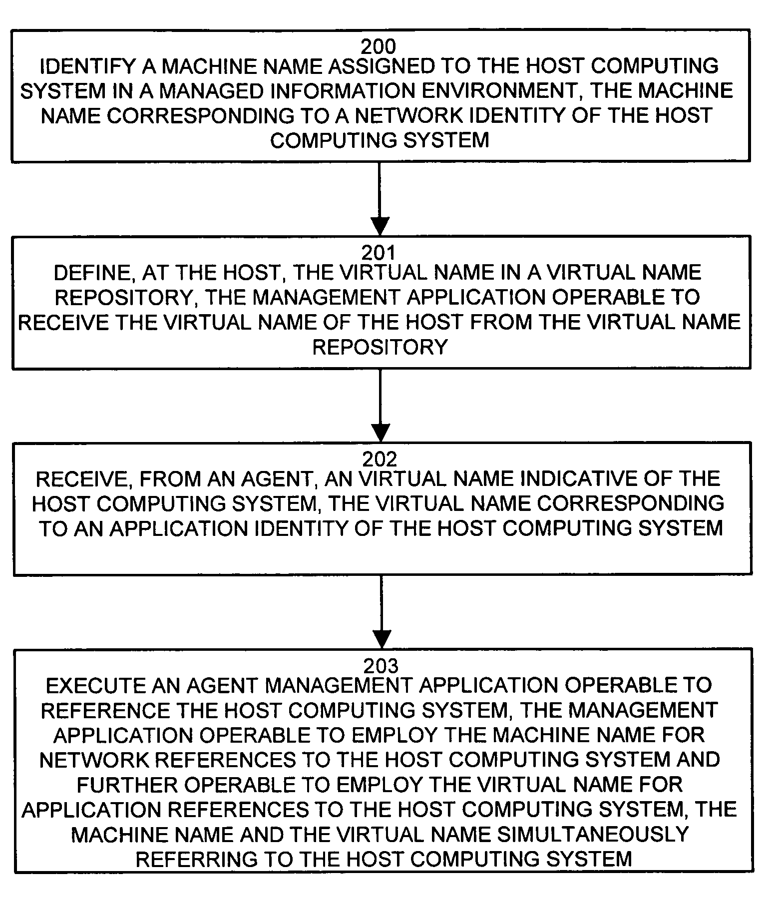 System and methods for host naming in a managed information environment