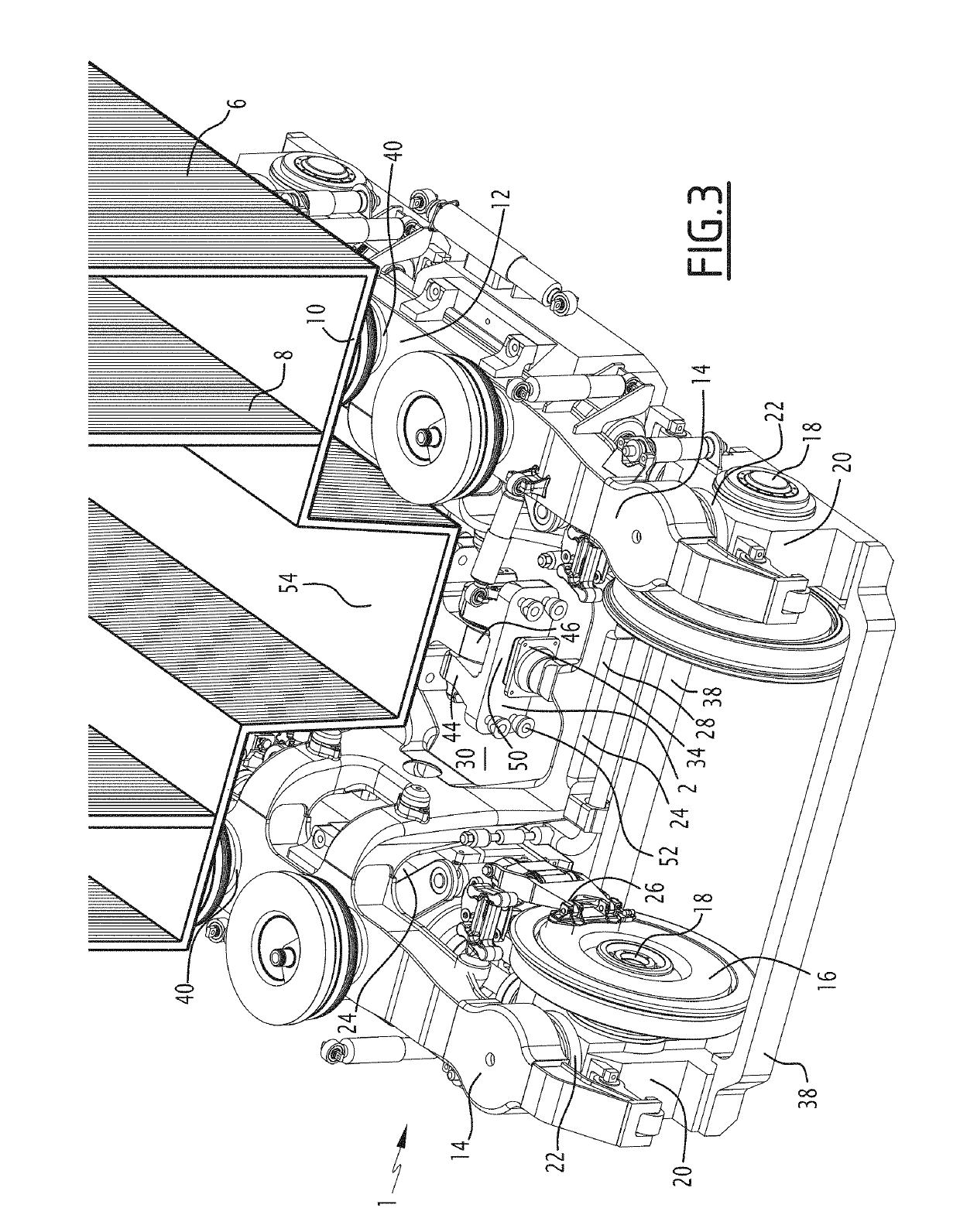 Bogie for full double deck emu