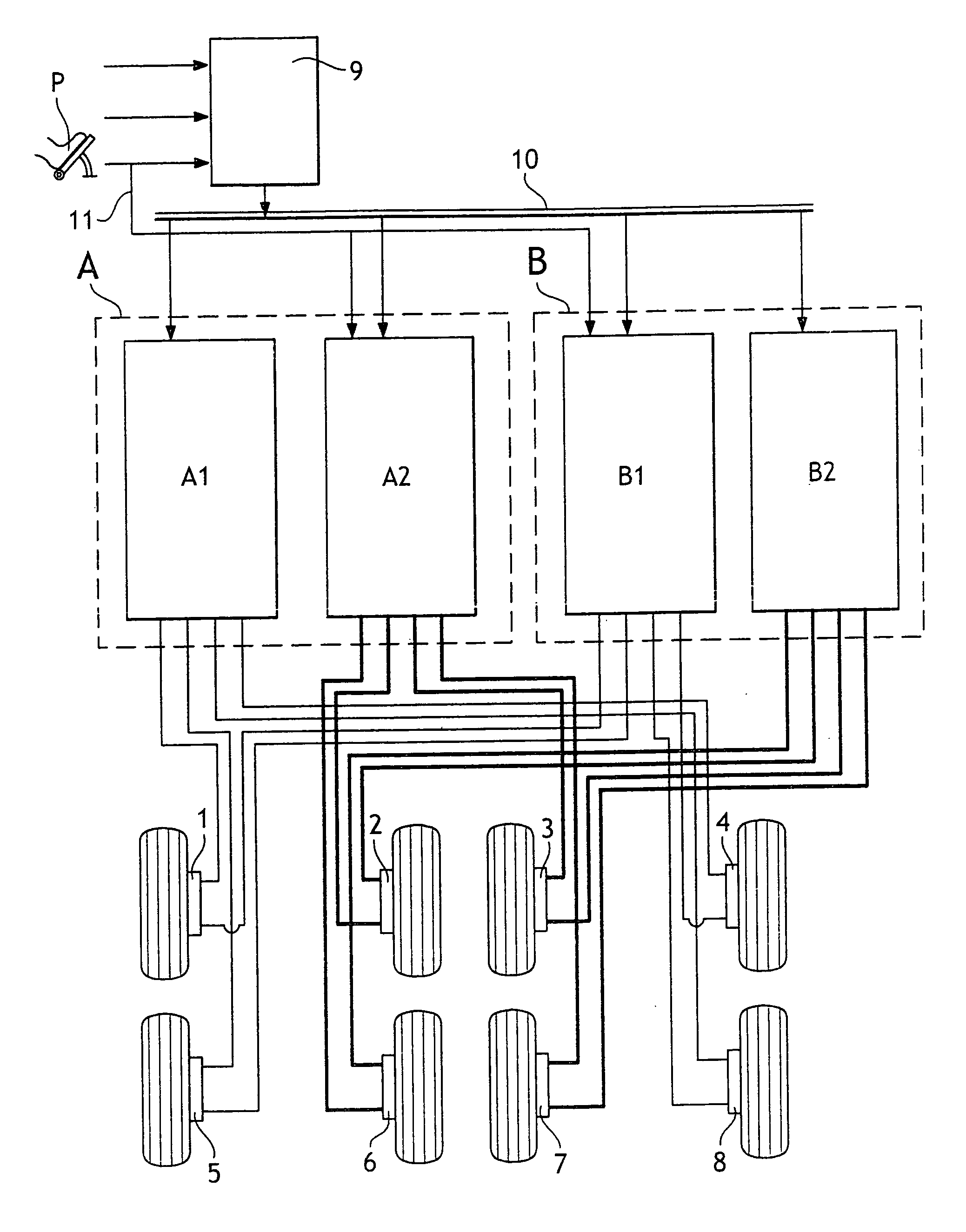 Architecture for an airplane braking system including two computers and capable of withstanding two breakdowns, and a method of managing such an architecture