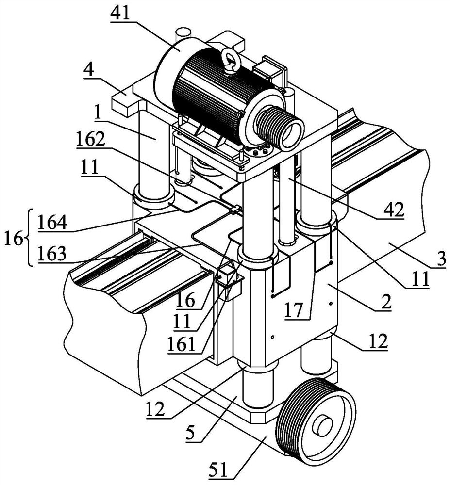 Guide pillar structure with good lubricating effect and stone cutting machine