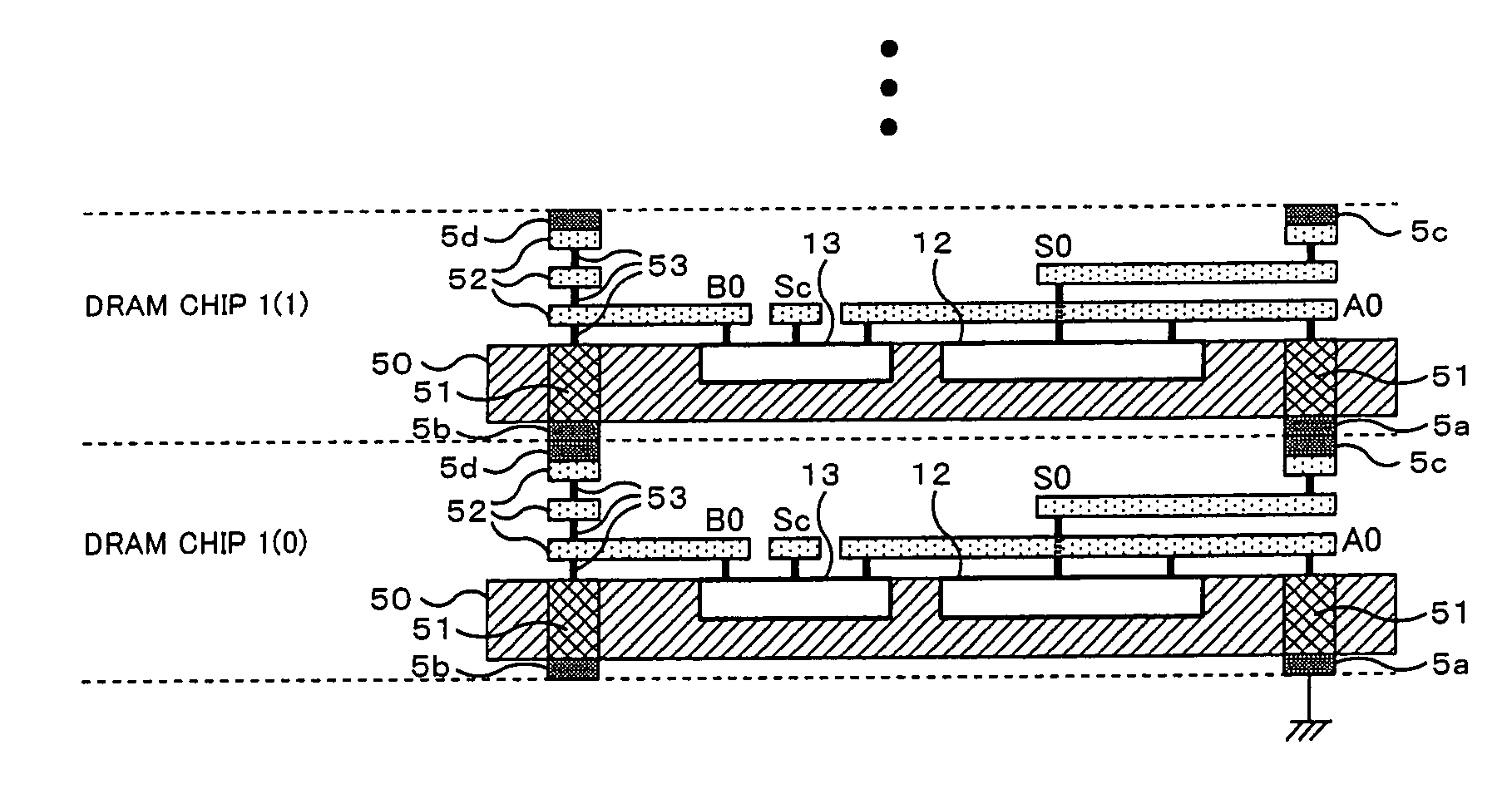 Stacked type semiconductor memory device and chip selection circuit