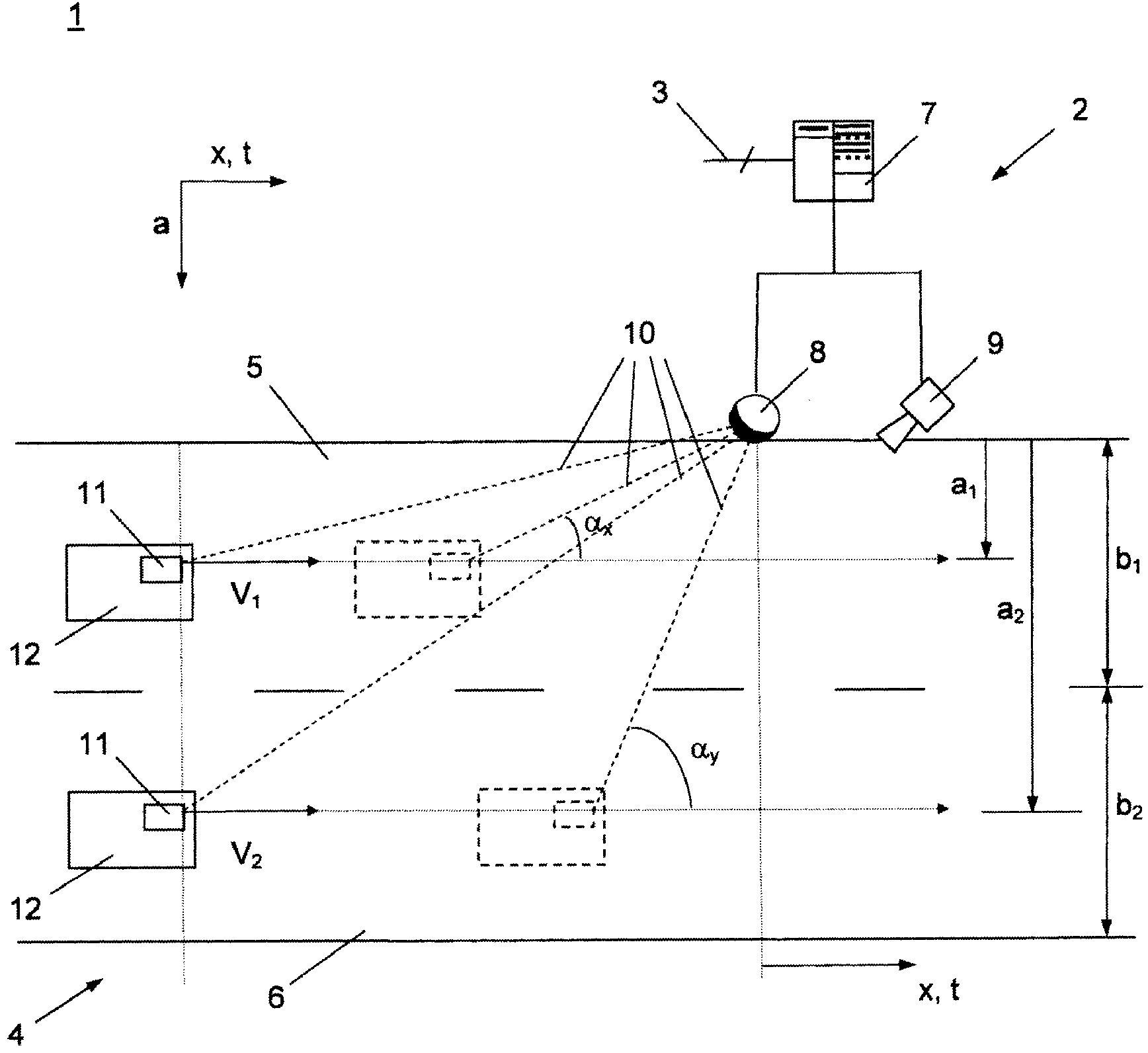 Method for determining the distance of a vehicle to a wireless beacon and apparatus for same