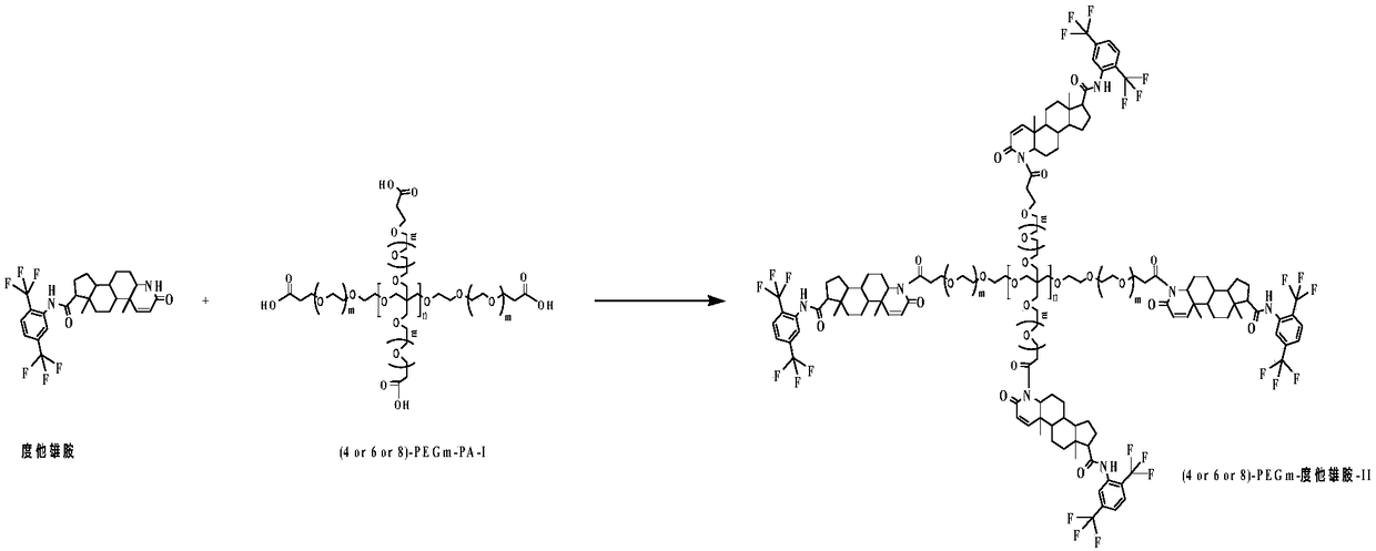 Multi-arm type PEG (Pegylation) dutasteride derivative and preparation thereof