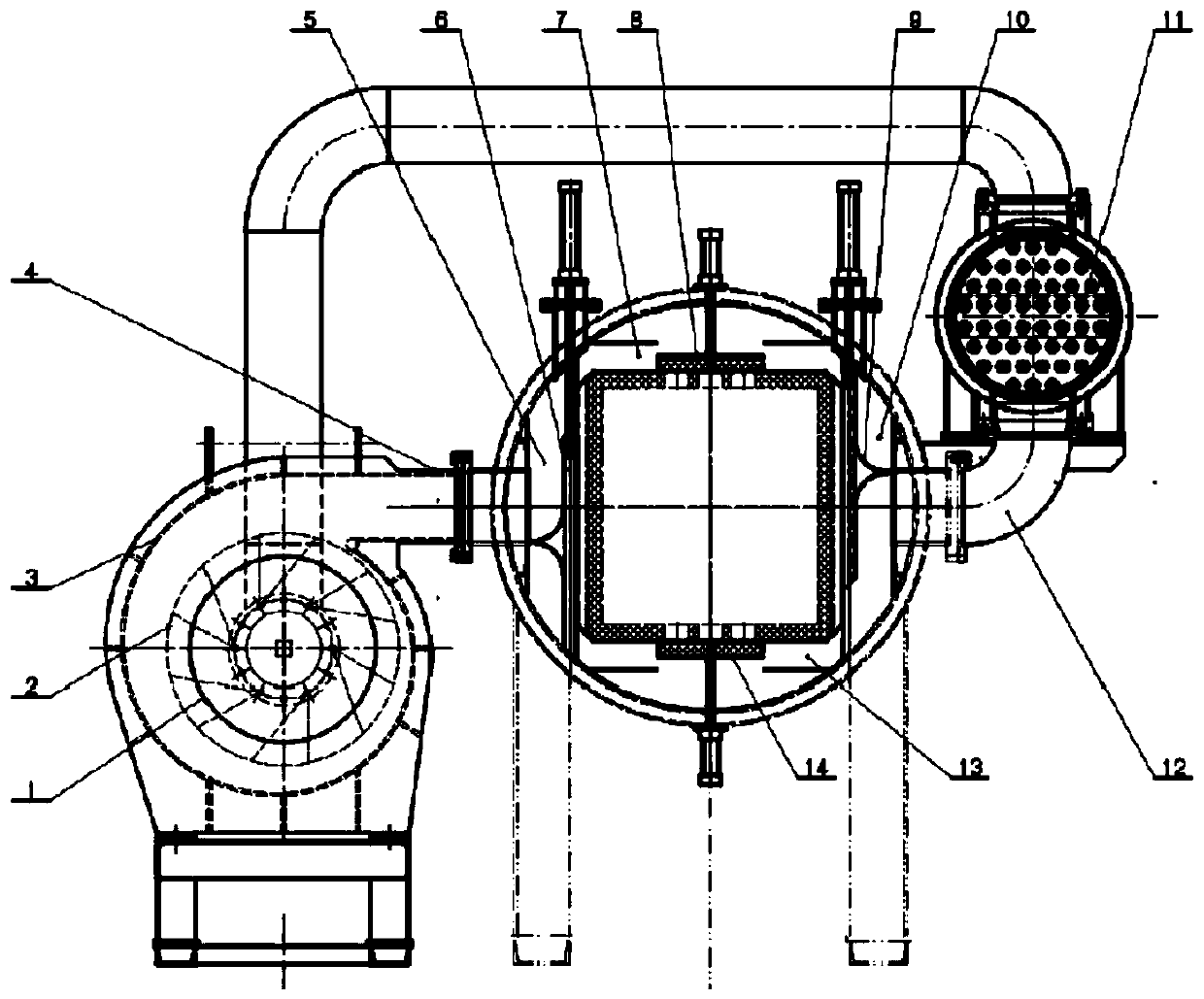 Air cooling system for horizontal vacuum high-pressure air quenching