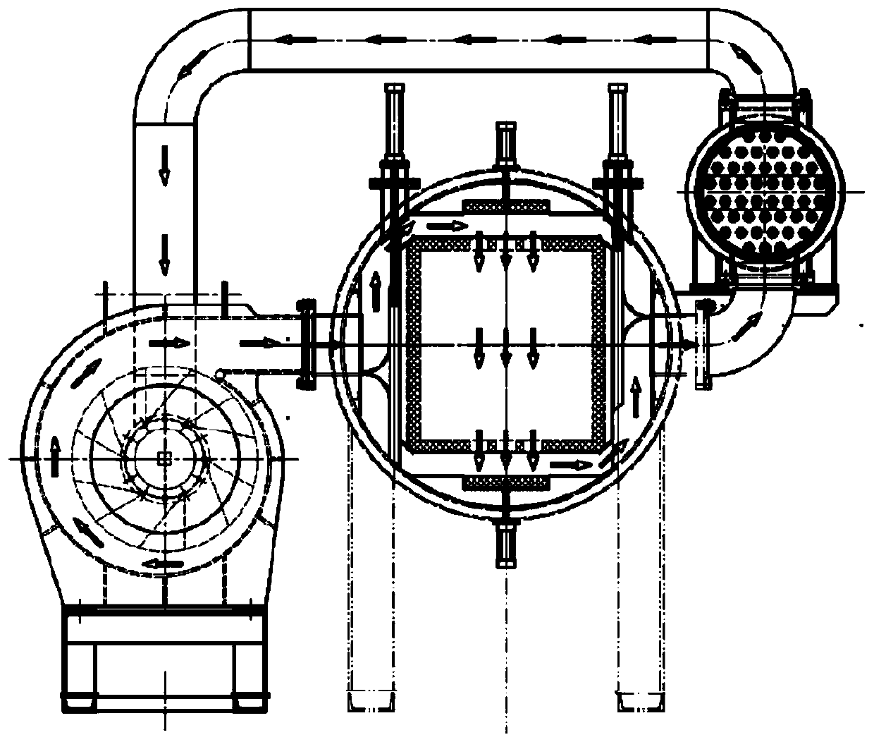 Air cooling system for horizontal vacuum high-pressure air quenching