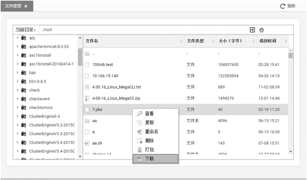 Web-based Linux file management method and device