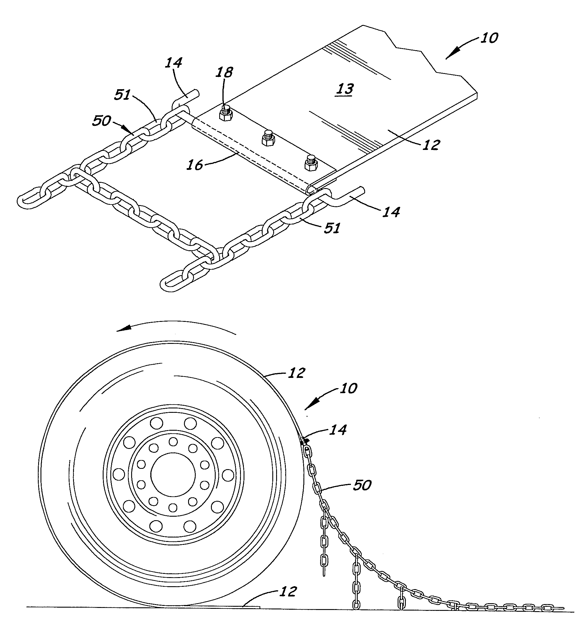 Tool and method for tire traction device installation