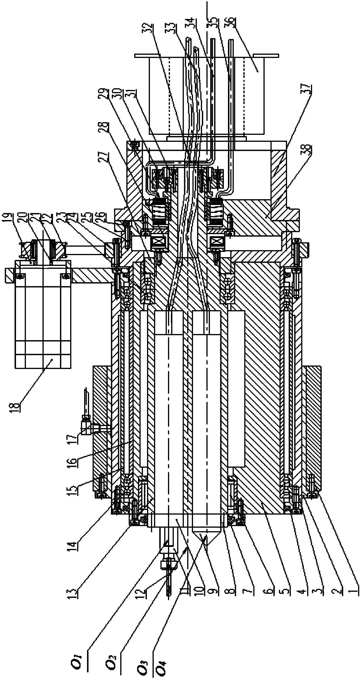 A laser spiral milling and grinding hole-making composite device and hole-making method