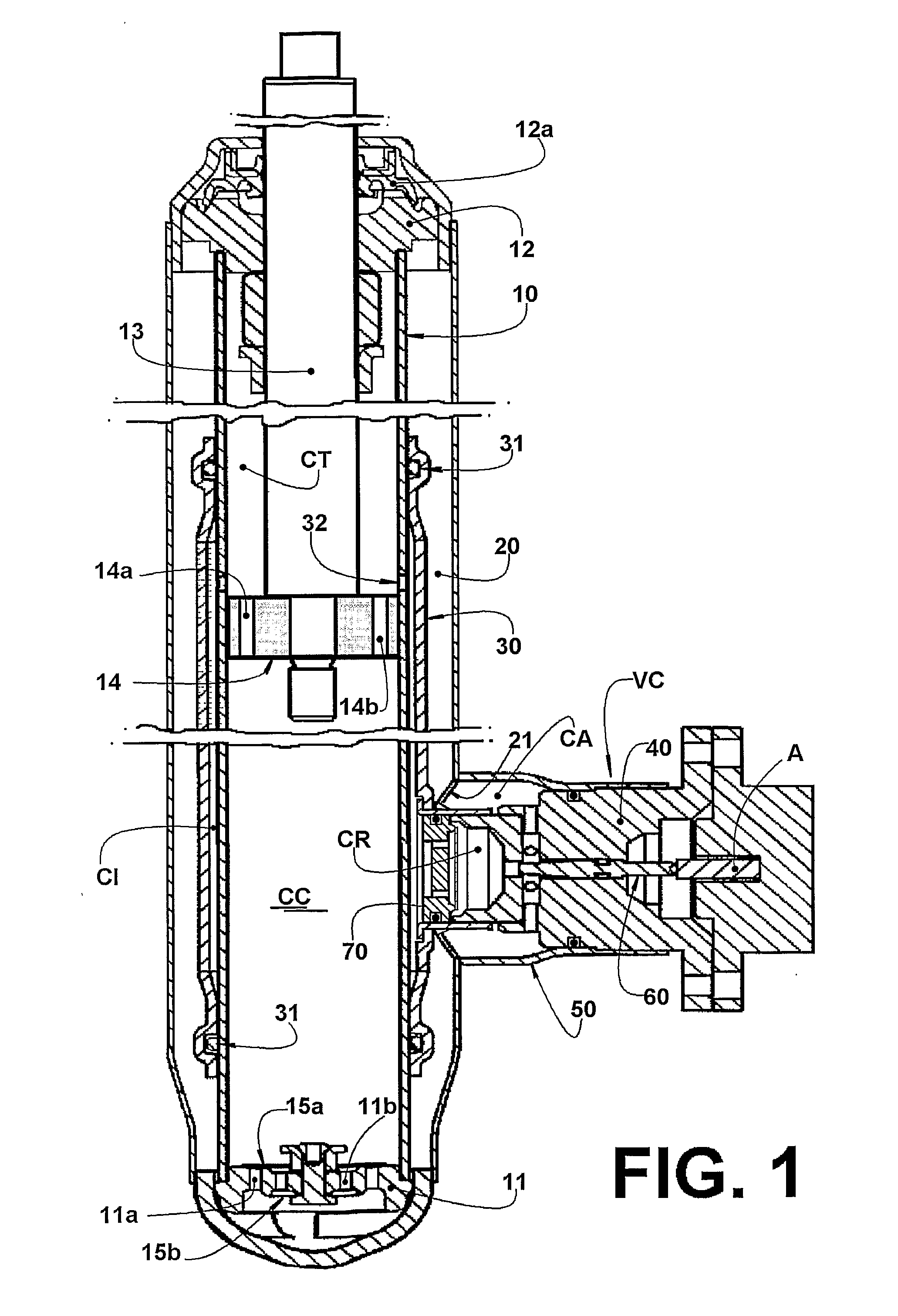 Hydraulic variable  shock absorber with flow control valve