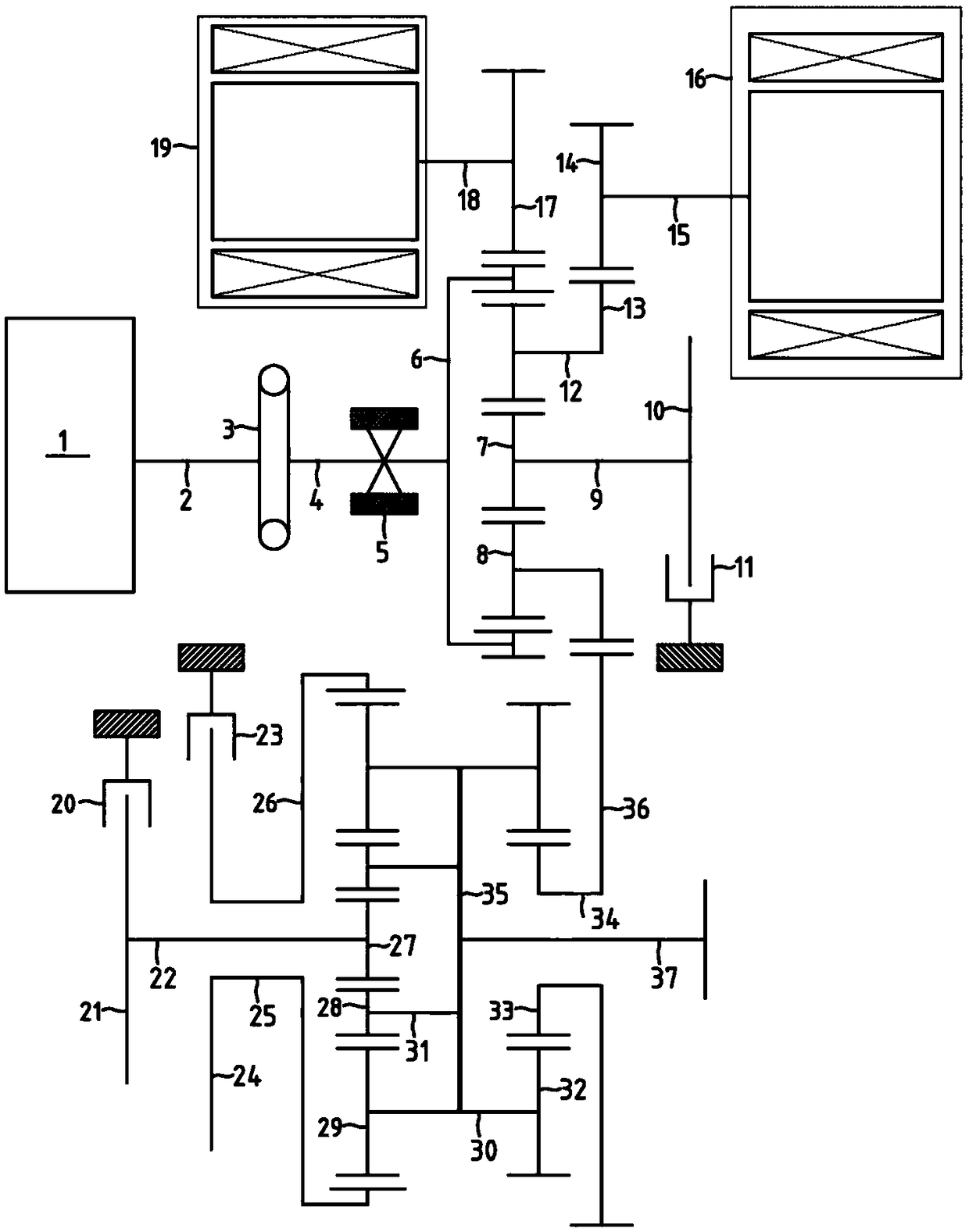 Dual-motor hybrid engine extended range power system and driving method thereof