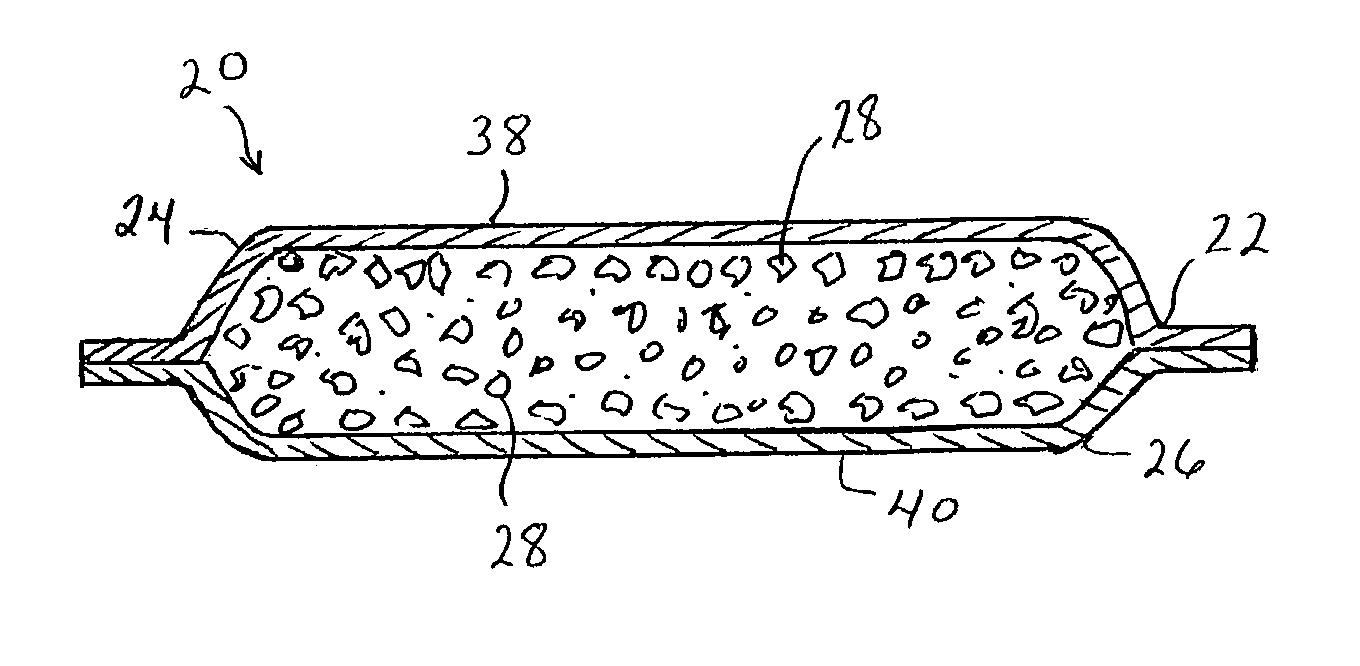 Enhanced body conformance with the use of free flowing particles