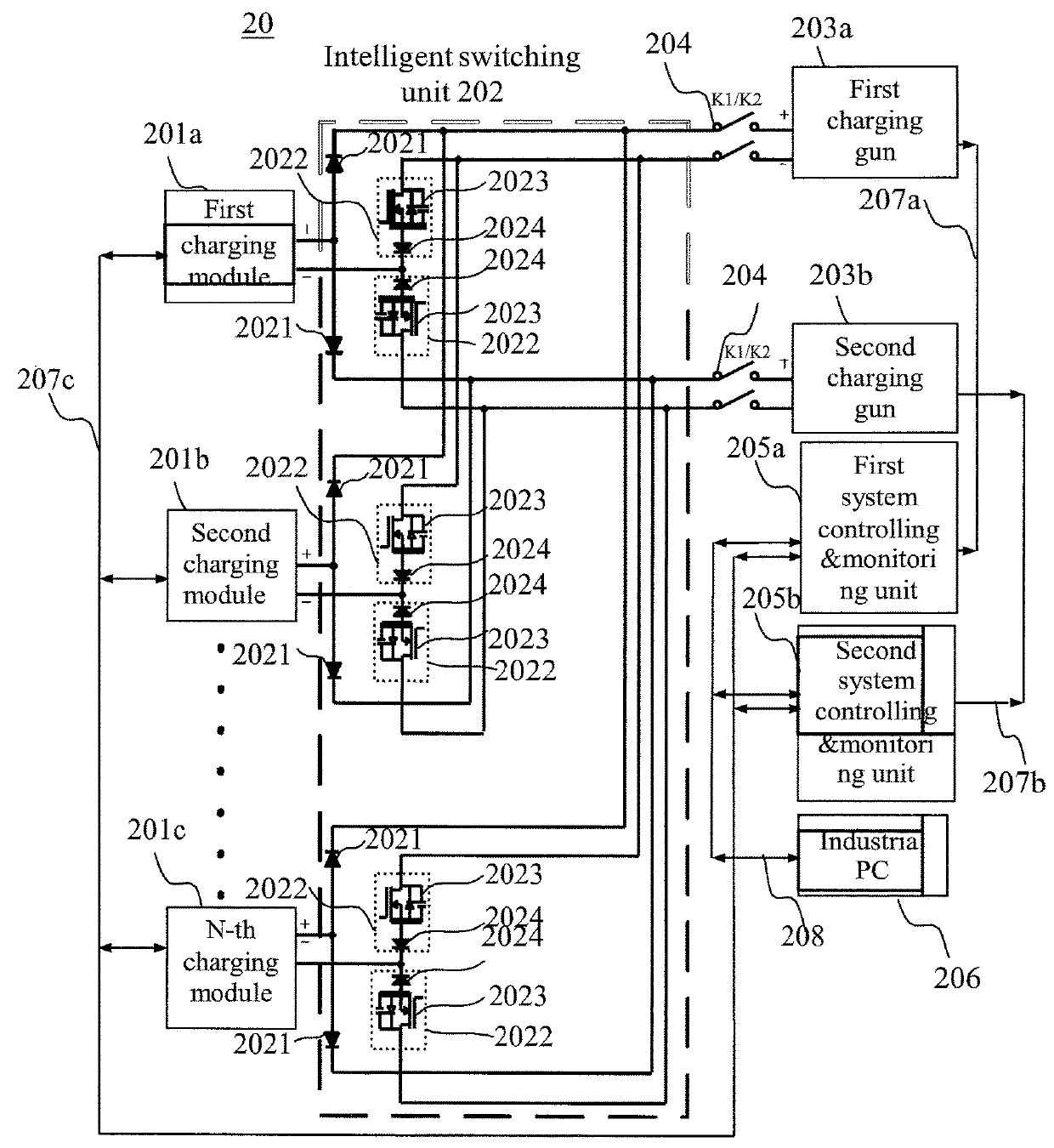 Intelligent power distributing system for charging station