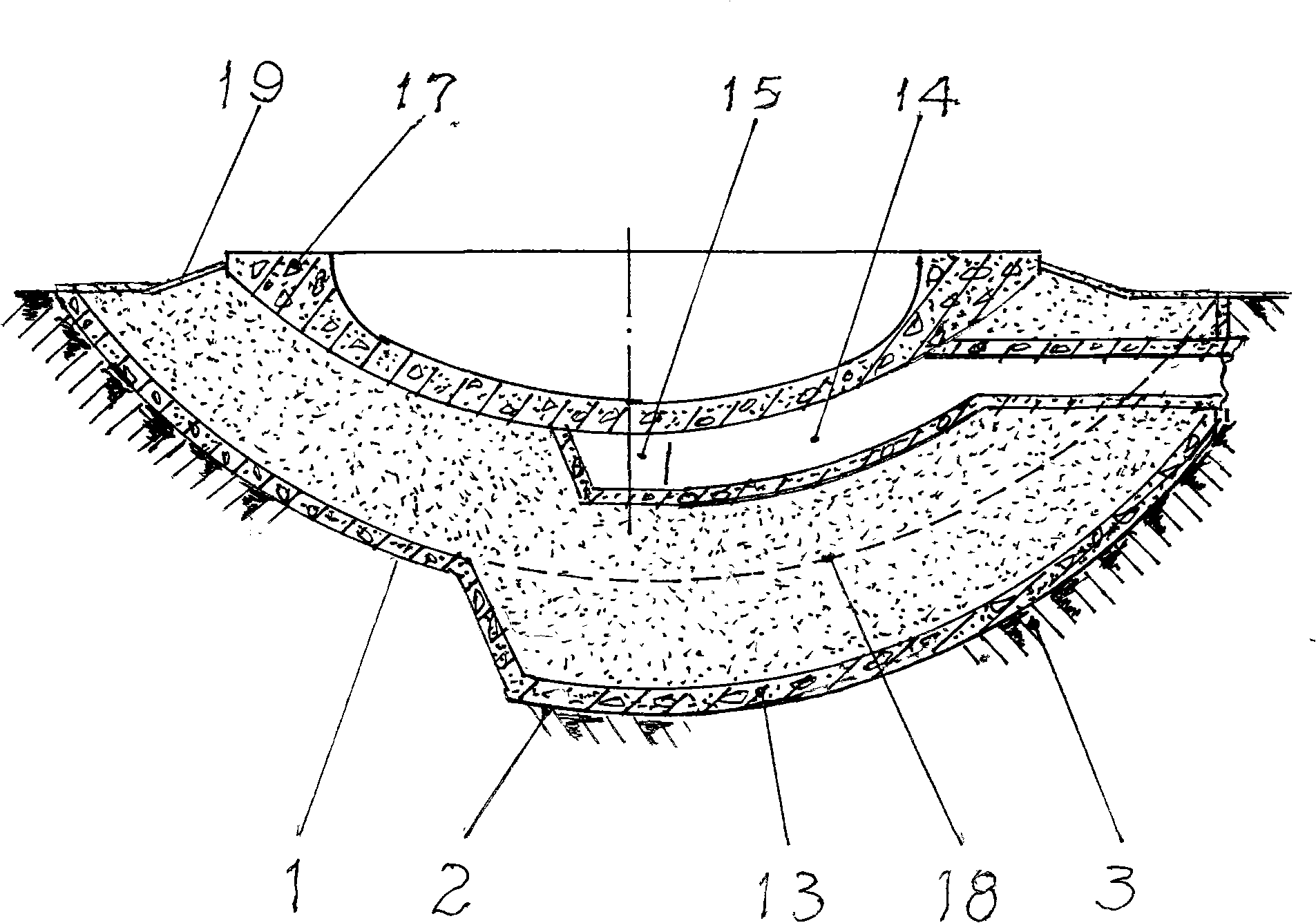 Method and structure for constructing large-scale liquid storage tank energy-dissipating shock absorption and shock insulation foundation