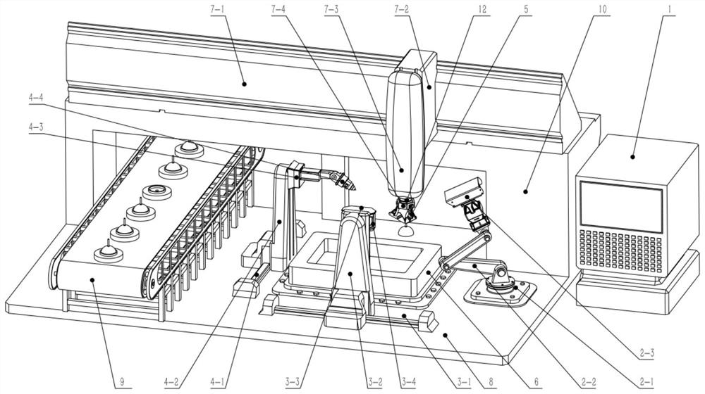 Quartz hemispherical resonator in-situ shape detection ion beam polishing atom manufacturing equipment and method