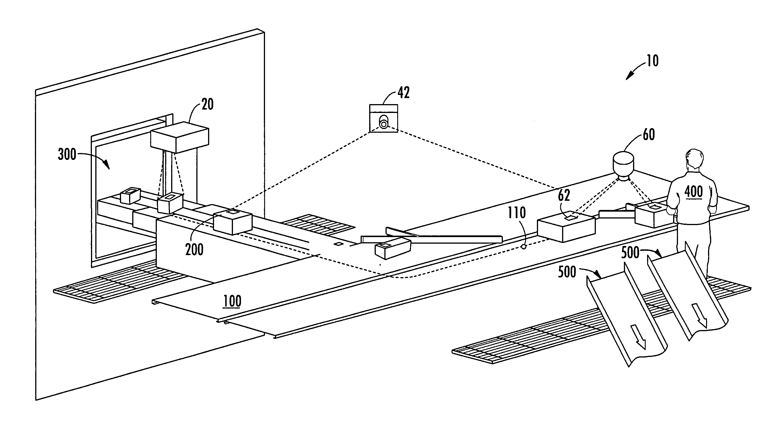 System for projecting a handling instruction onto a moving item or parcel