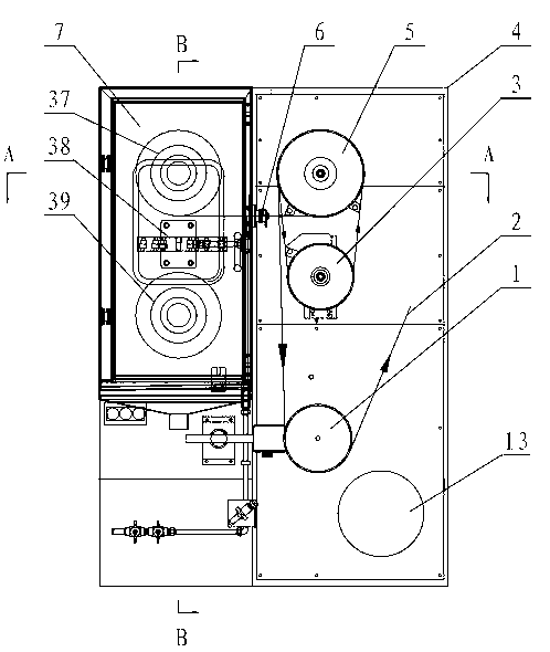 Wire drawing and taking up device for enamelling machine