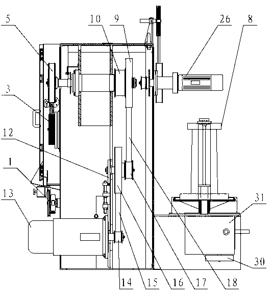 Wire drawing and taking up device for enamelling machine