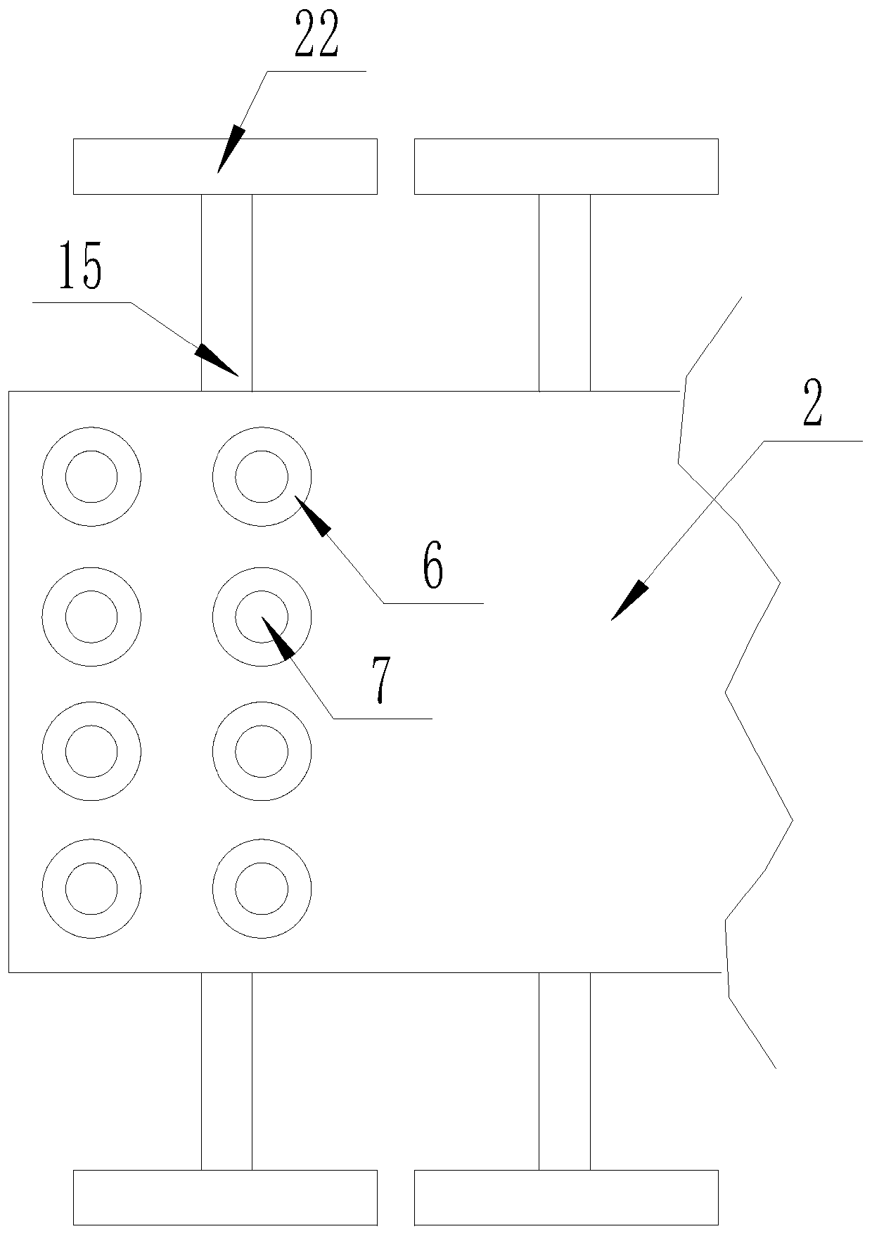 A horizontal floor tile laying device for house construction