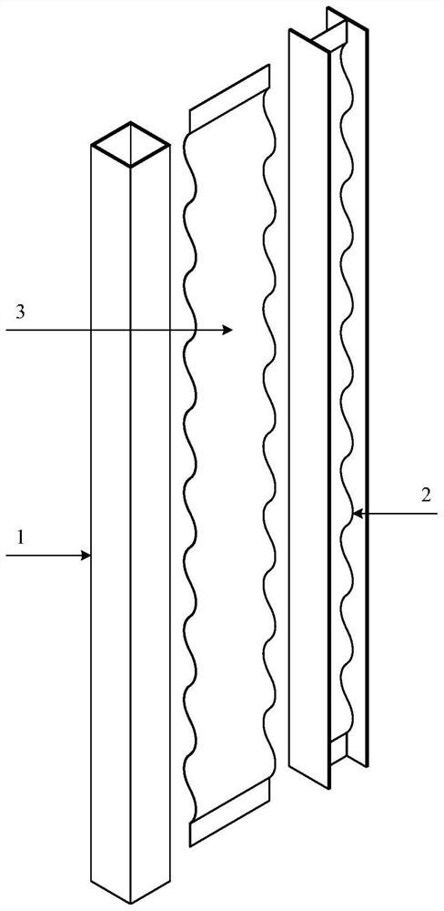 Steel pipe-profile steel special-shaped column with double corrugated plates and side-resistant double-column bearing function