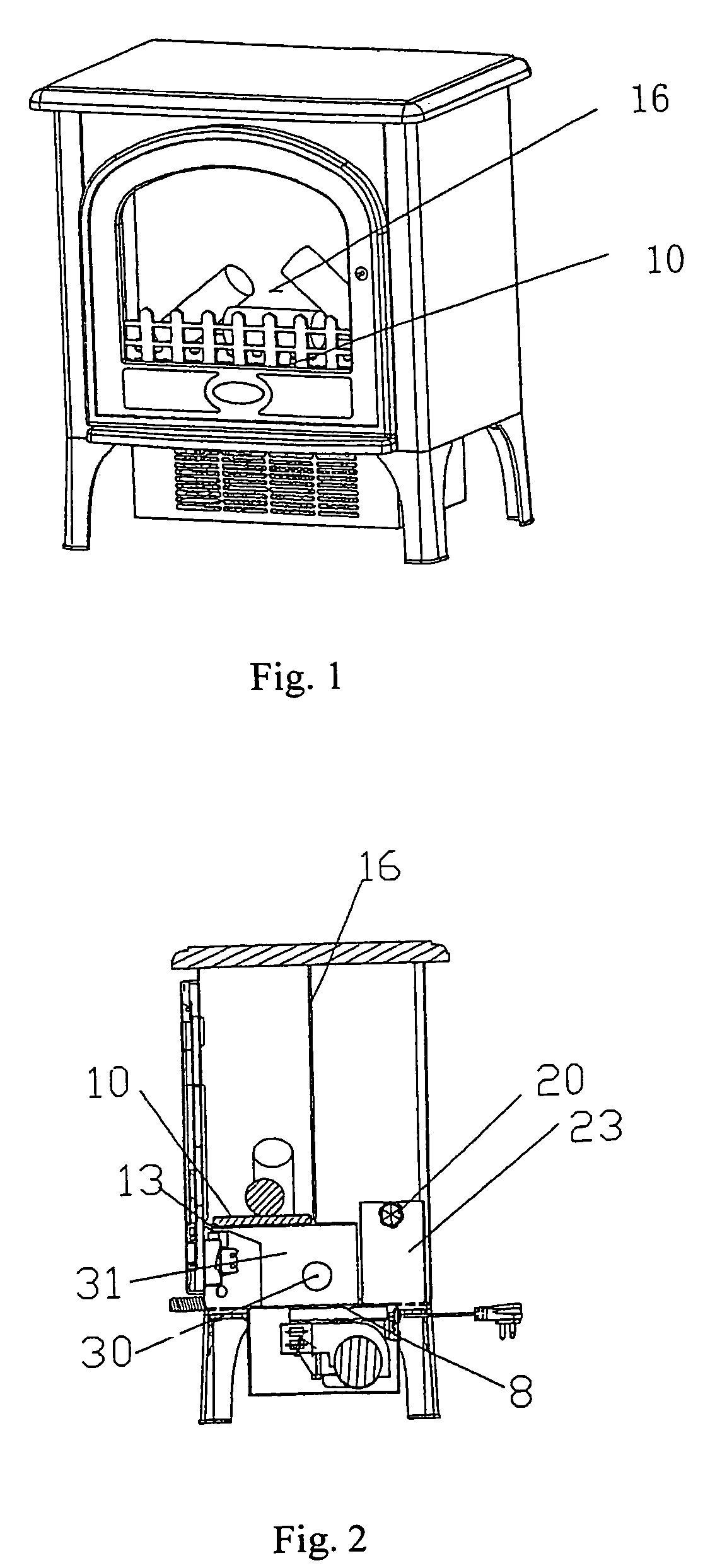 Flame imitation device for wall mounted heater